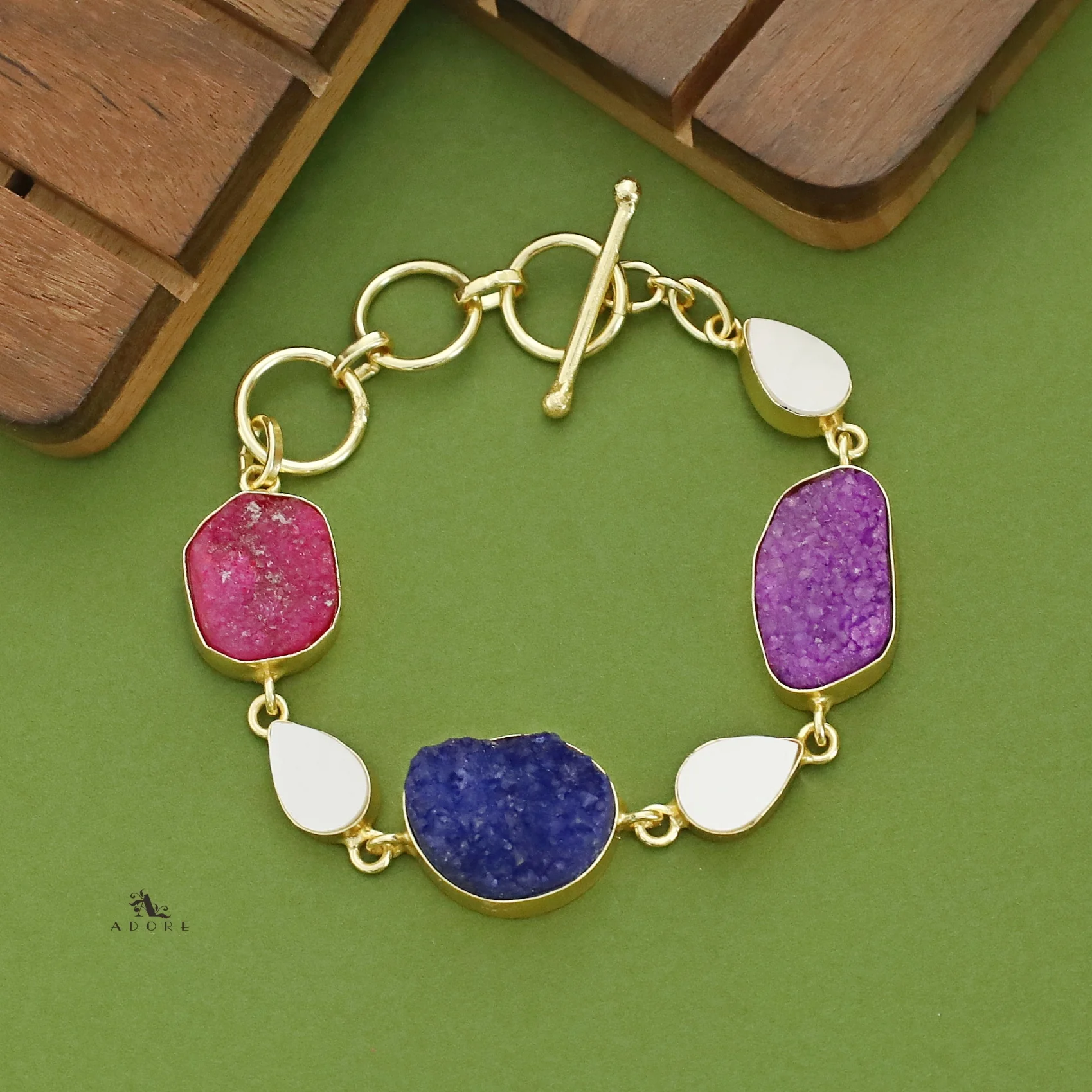 Golden Drop MOP + Druzy Stone Bracelet - Image 17