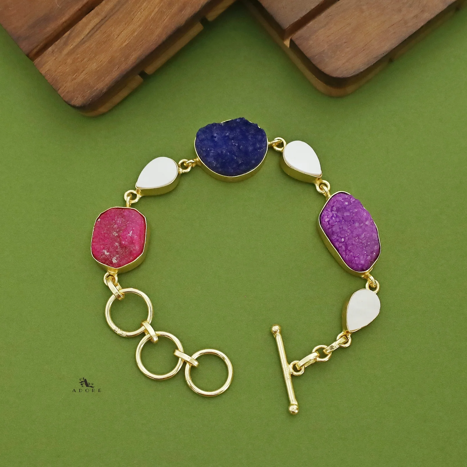 Golden Drop MOP + Druzy Stone Bracelet - Image 18