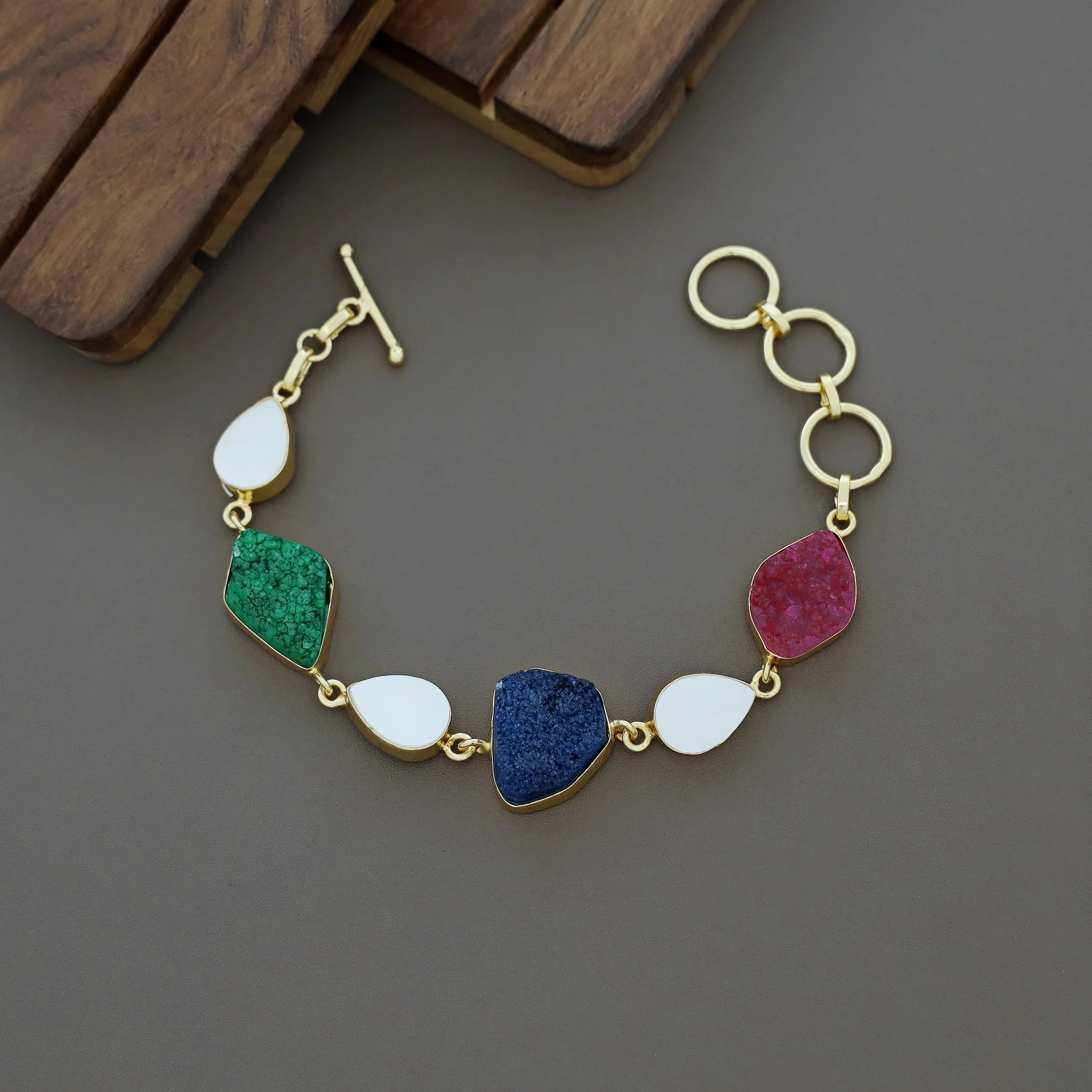 Golden Drop MOP + Druzy Stone Bracelet - Image 19