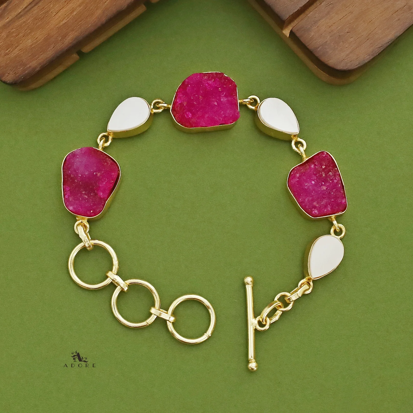 Golden Drop MOP + Druzy Stone Bracelet - Image 3