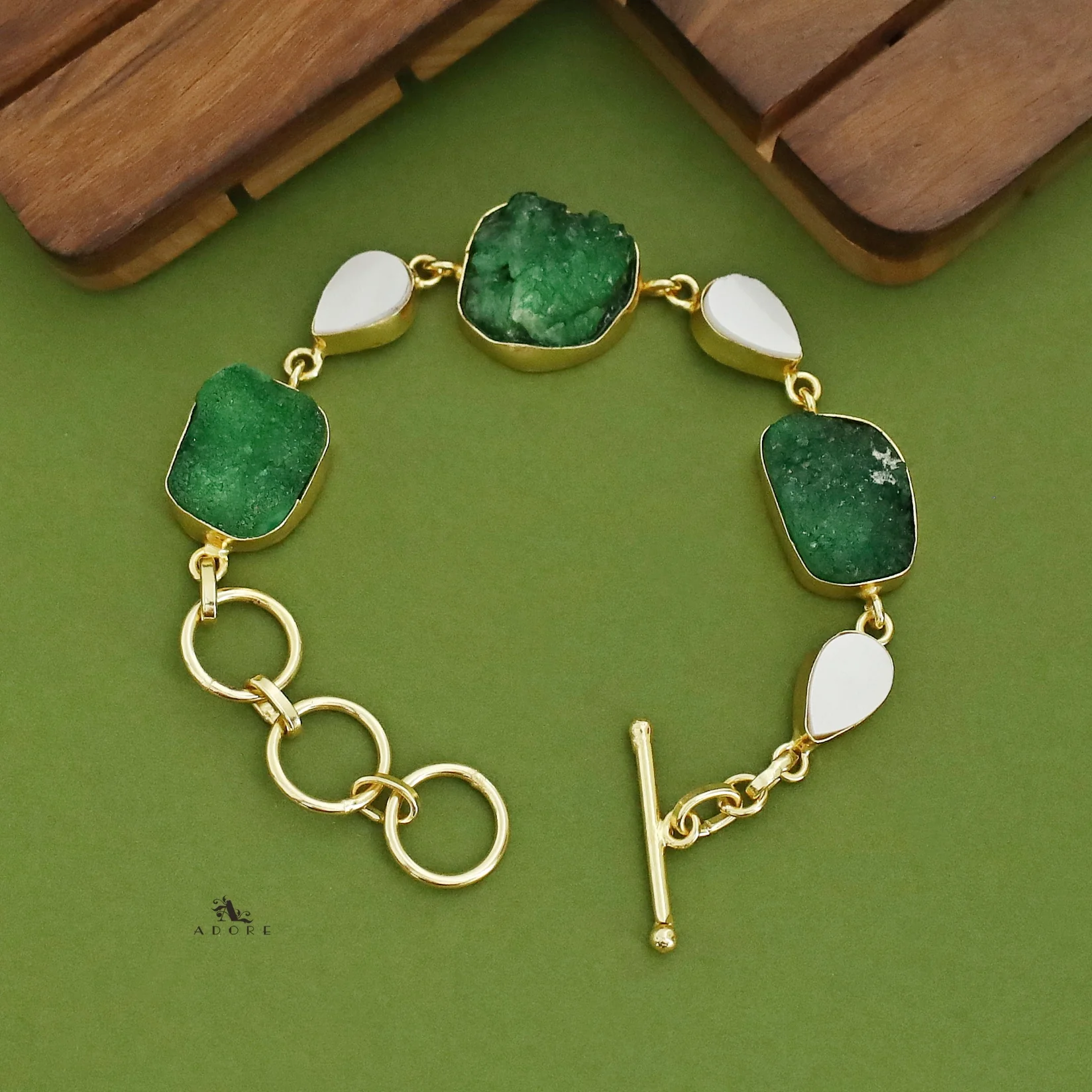 Golden Drop MOP + Druzy Stone Bracelet - Image 4