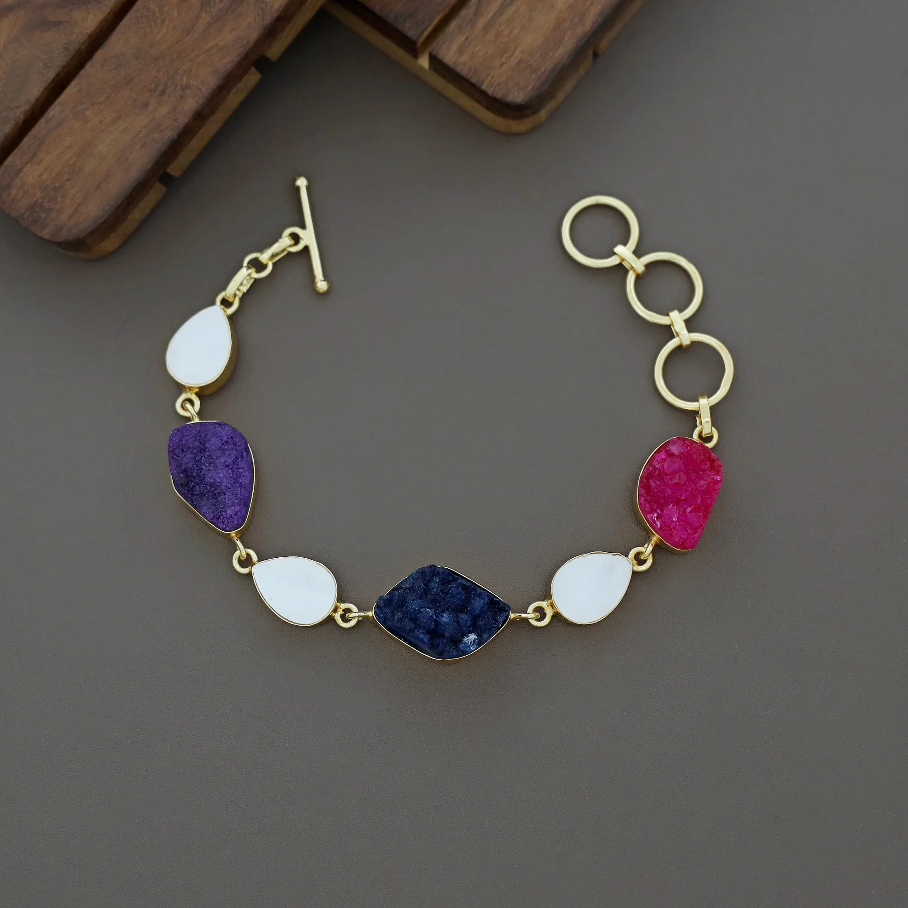 Golden Drop MOP + Druzy Stone Bracelet - Image 7