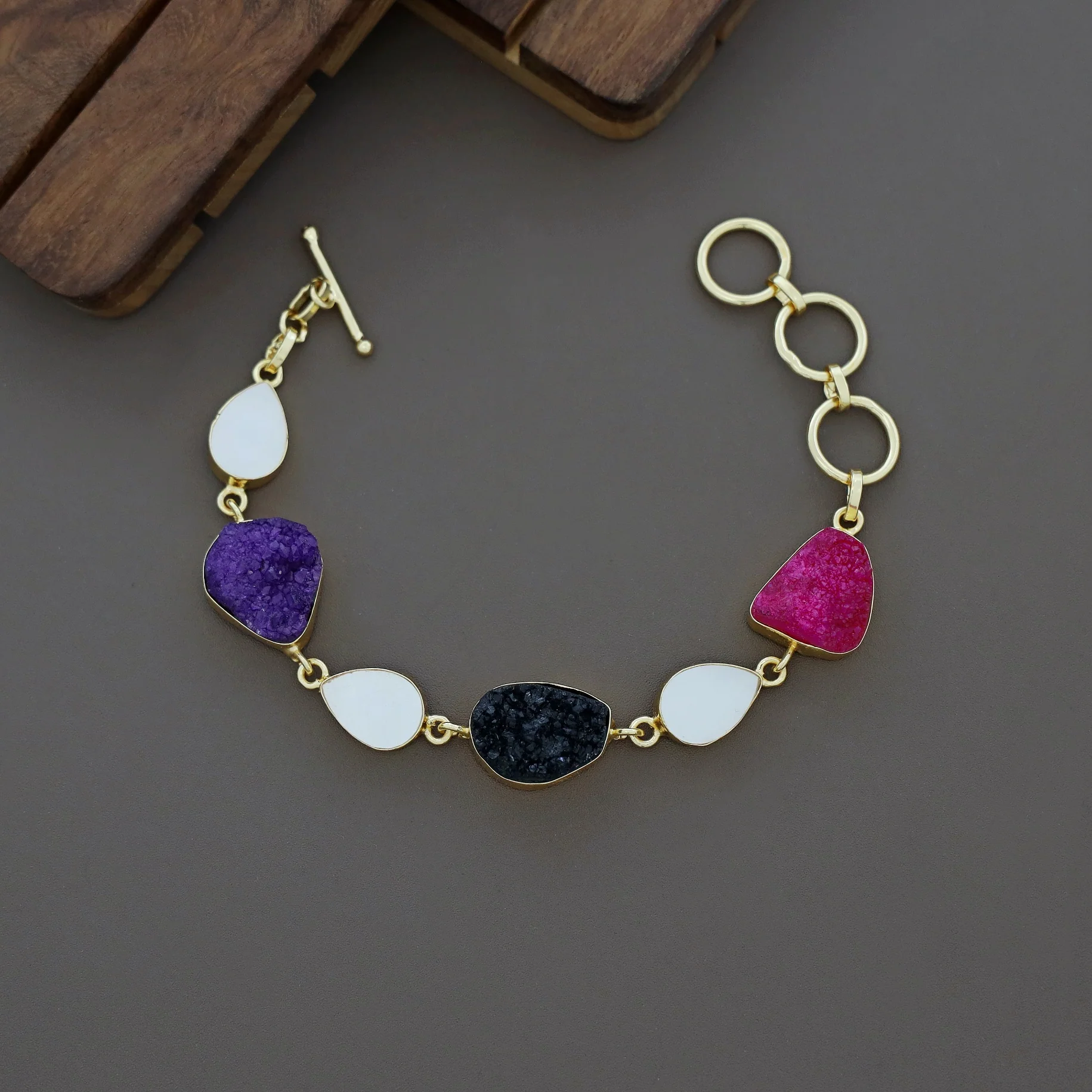 Golden Drop MOP + Druzy Stone Bracelet - Image 8