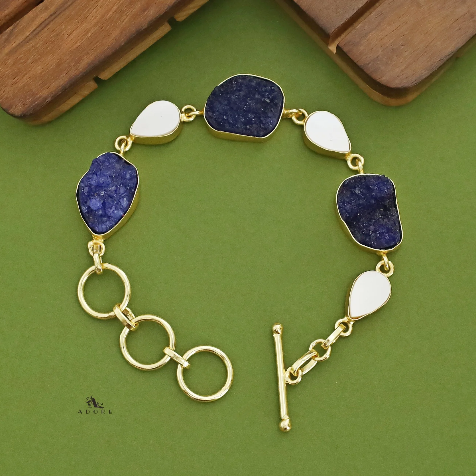Golden Drop MOP + Druzy Stone Bracelet - Image 9