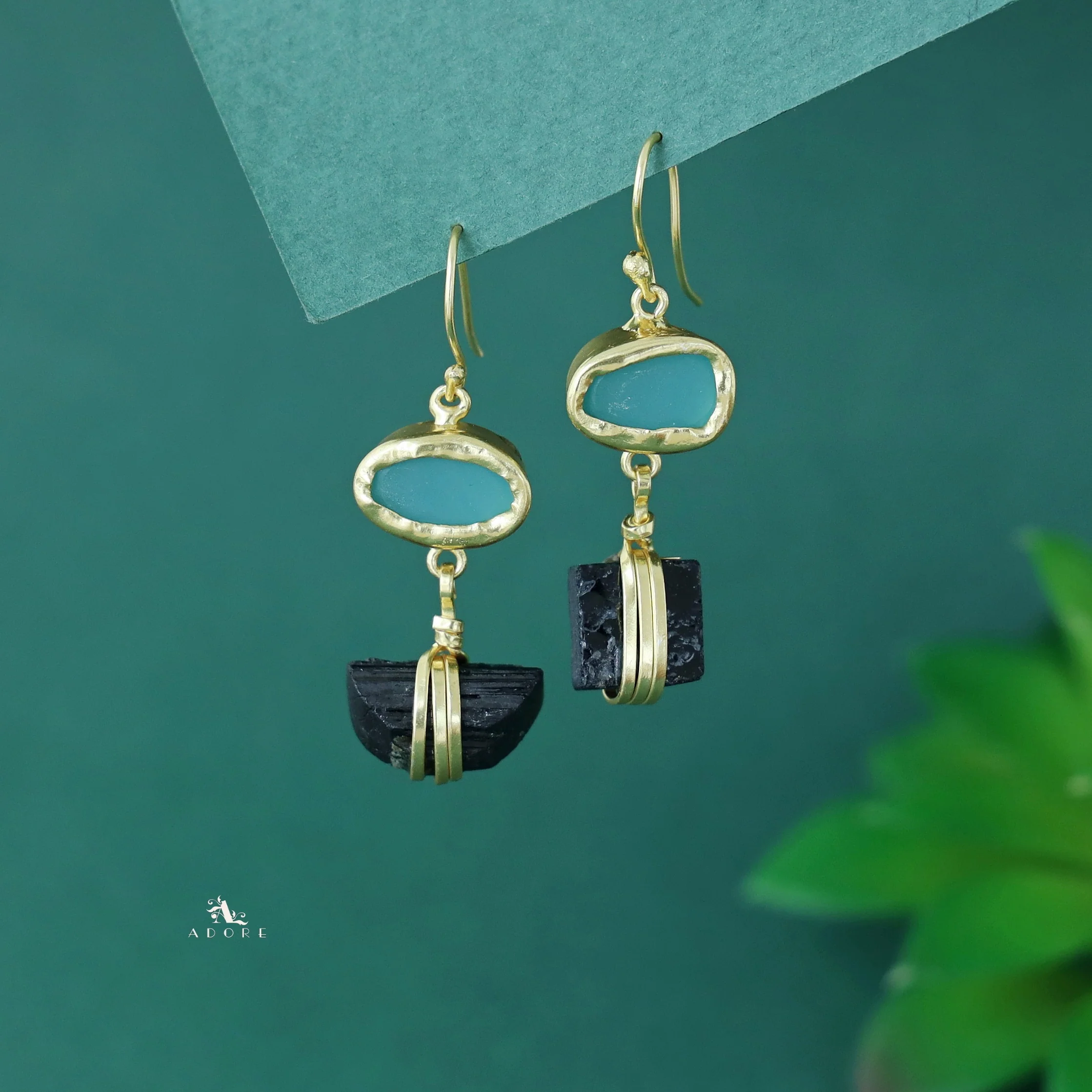Golden Dual Raw Stone Drop - Image 2