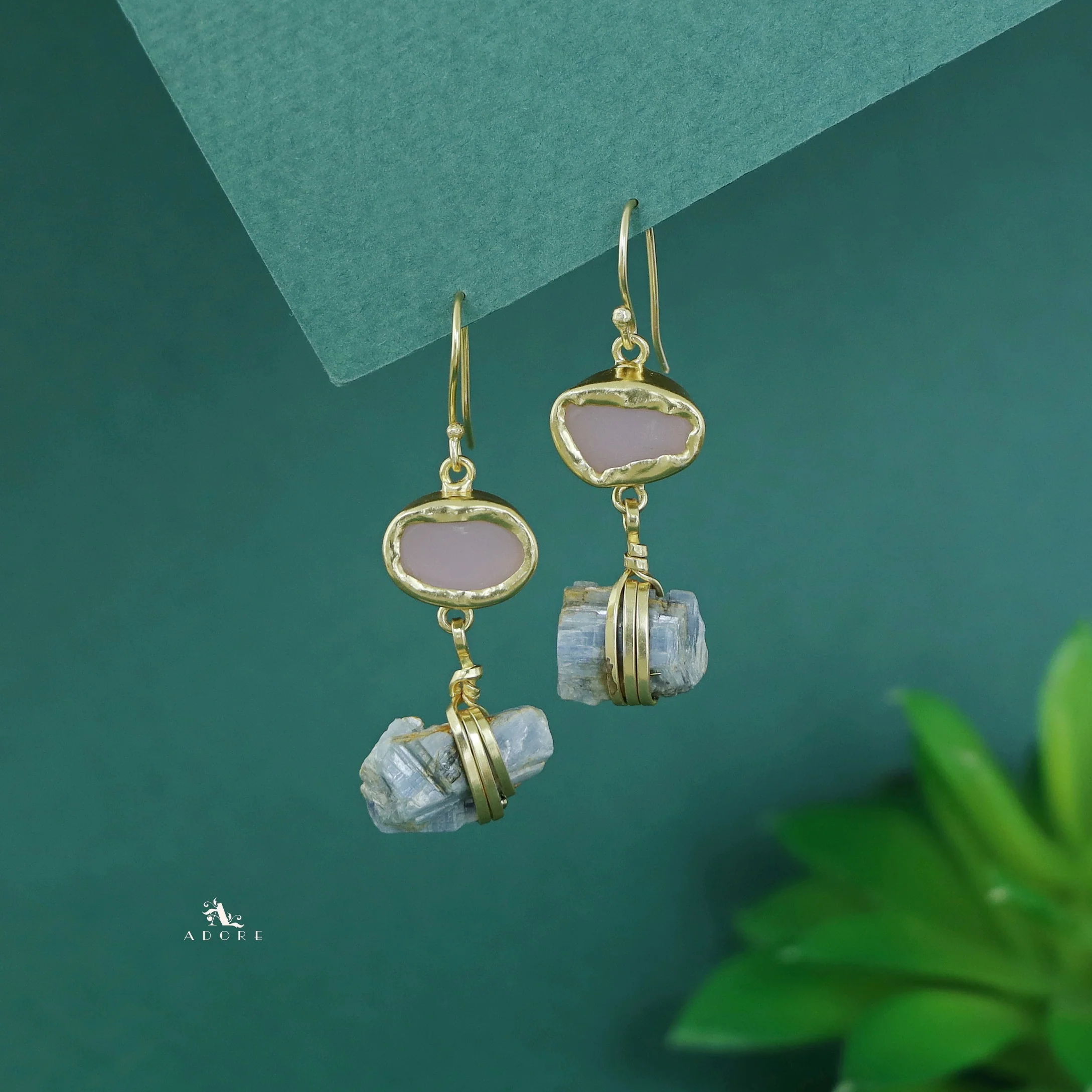 Golden Dual Raw Stone Drop - Image 3