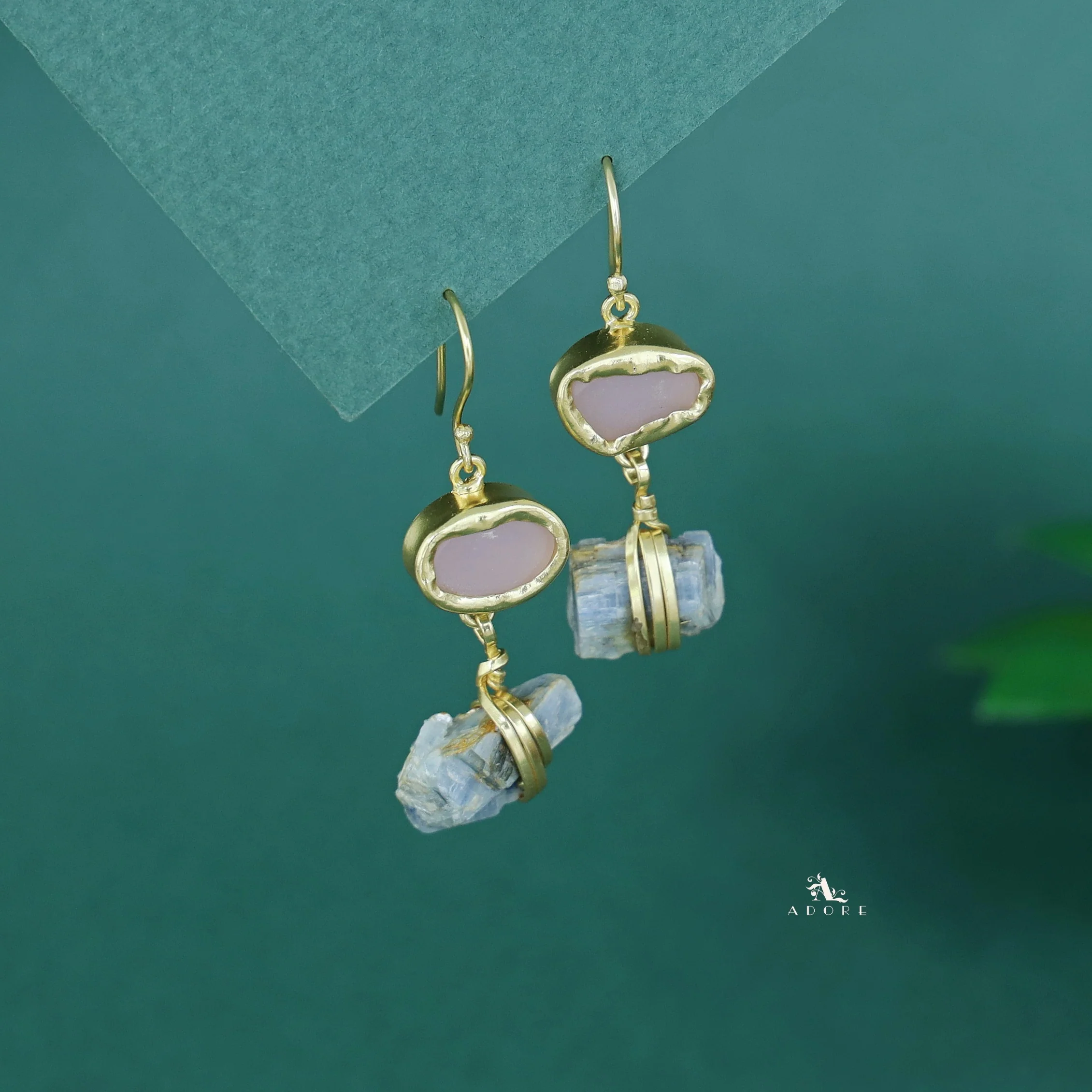 Golden Dual Raw Stone Drop - Image 4