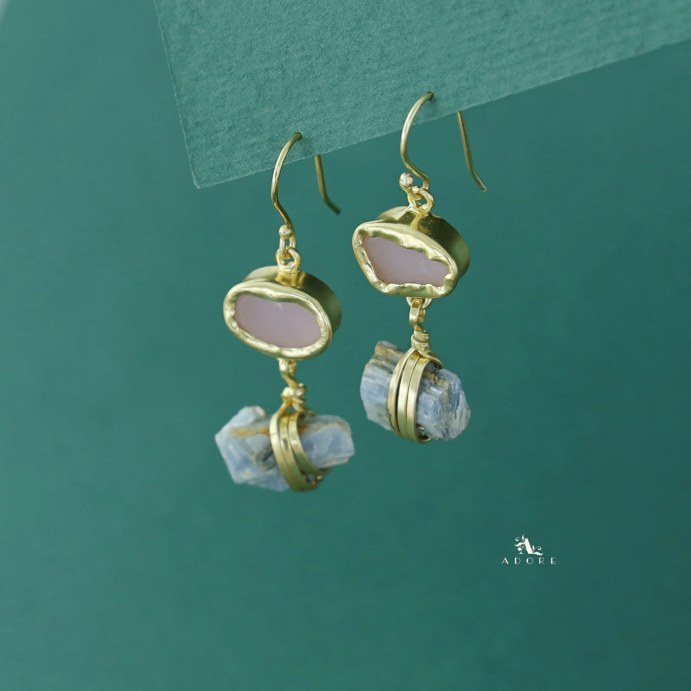 Golden Dual Raw Stone Drop - Image 5