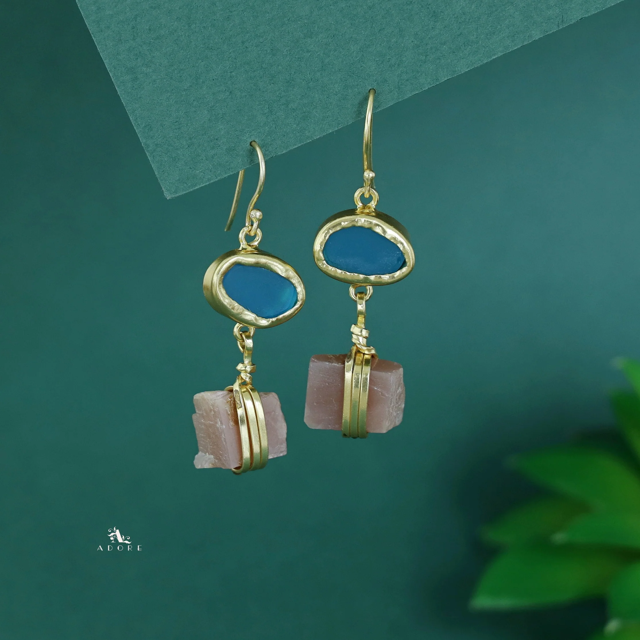 Golden Dual Raw Stone Drop - Image 7