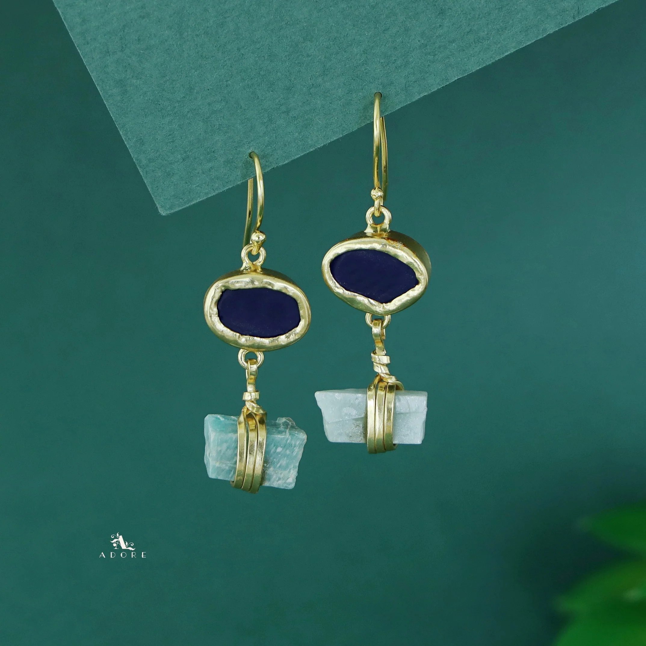 Golden Dual Raw Stone Drop - Image 8