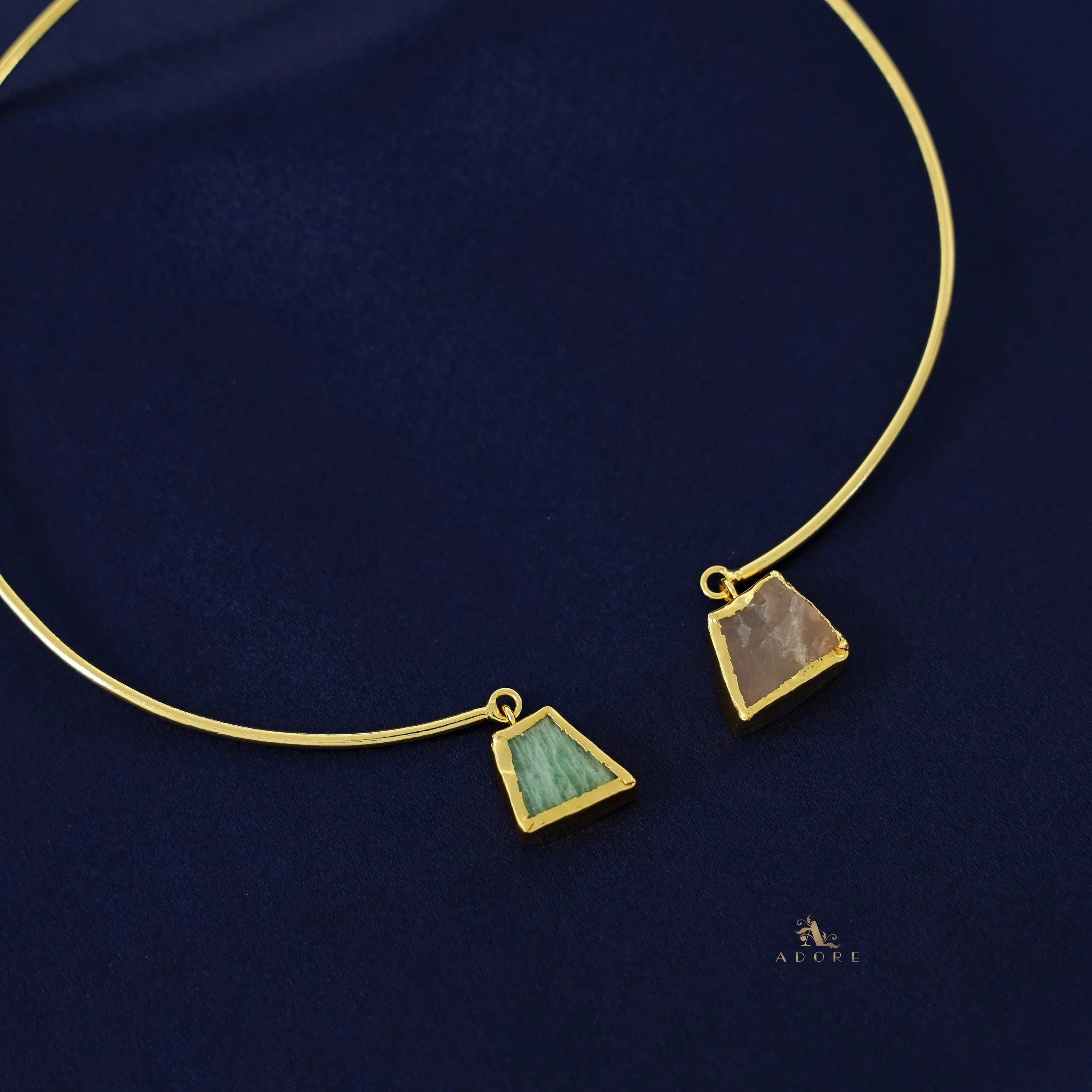 Golden Dual Raw Stone Neck Cuff - Image 10