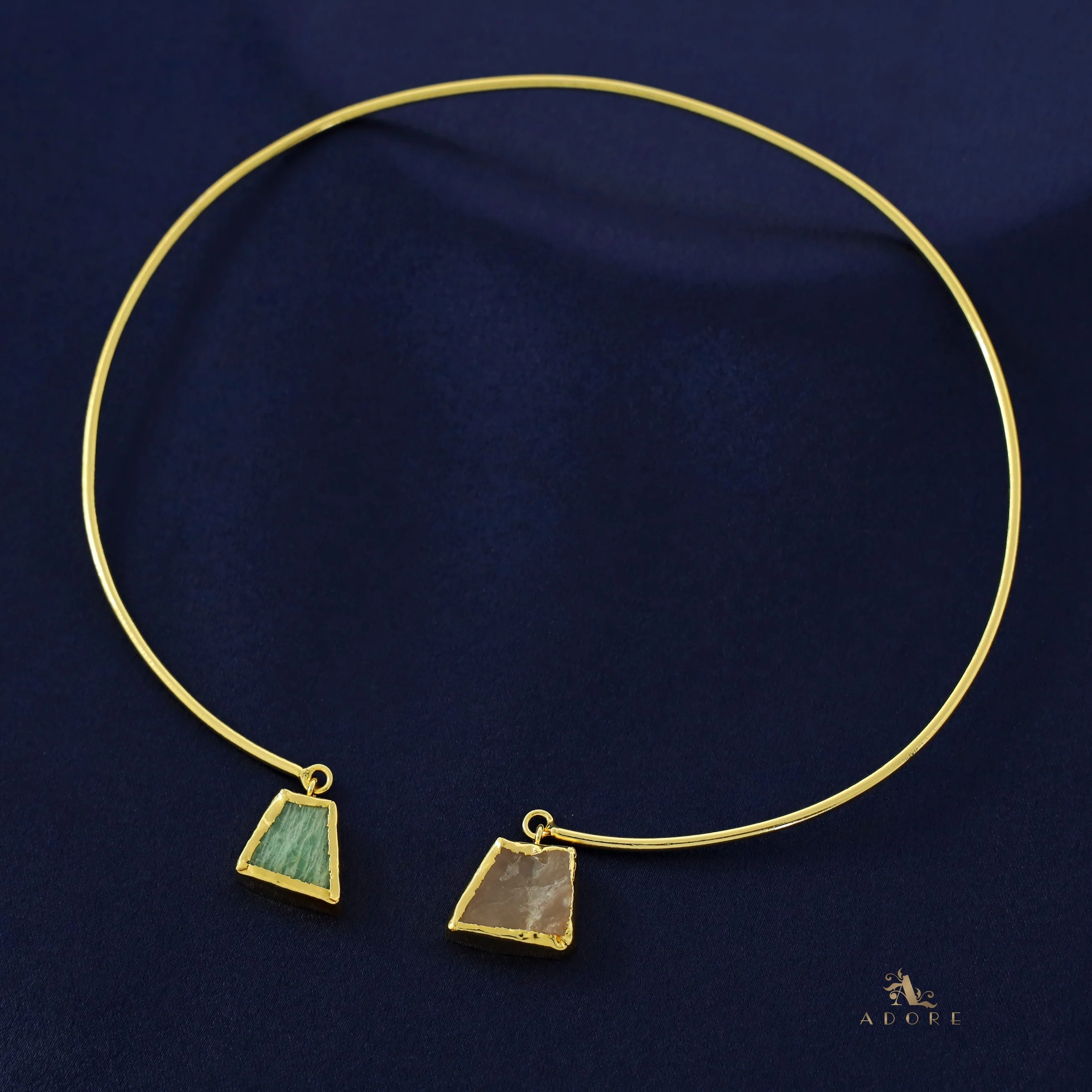 Golden Dual Raw Stone Neck Cuff - Image 11