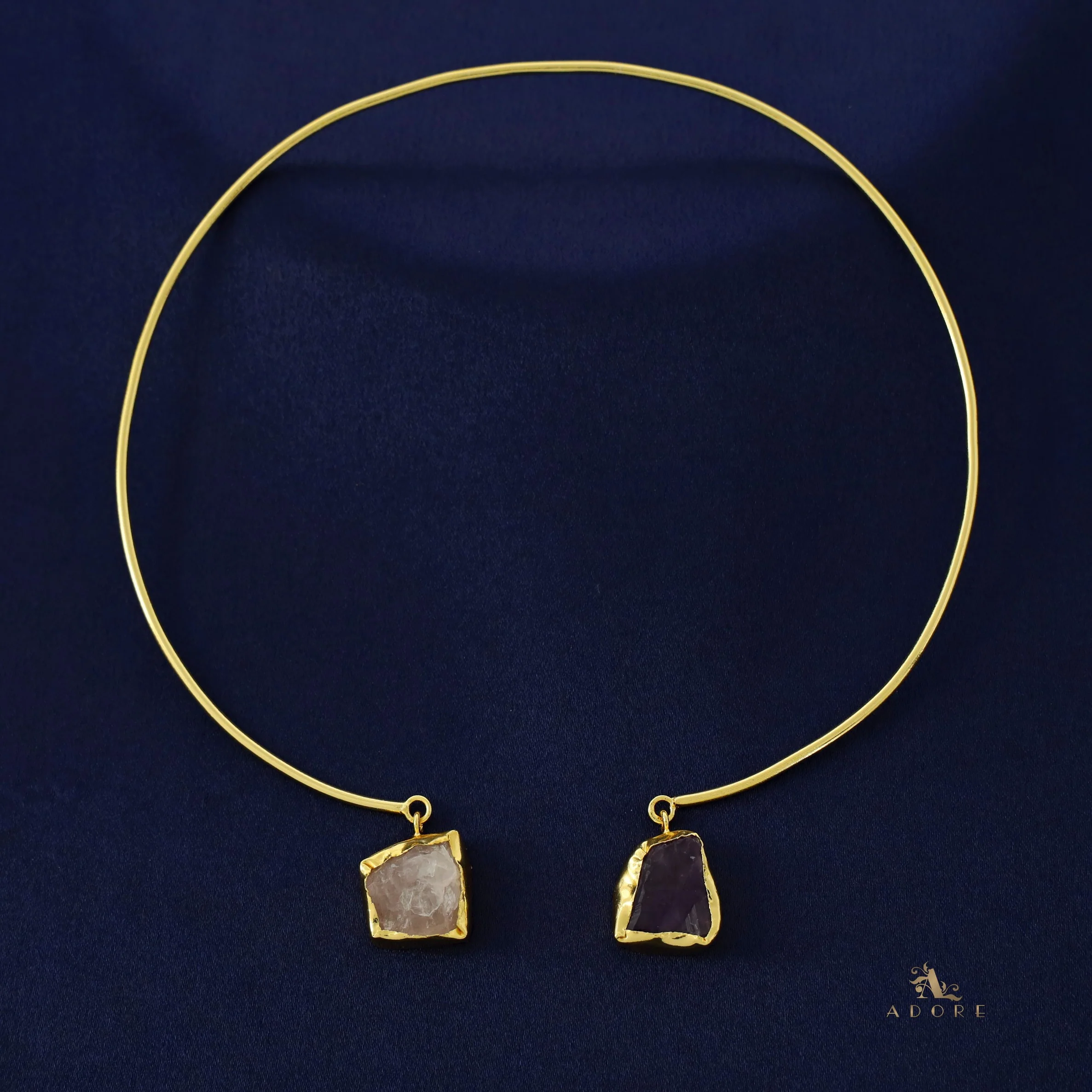 Golden Dual Raw Stone Neck Cuff - Image 5