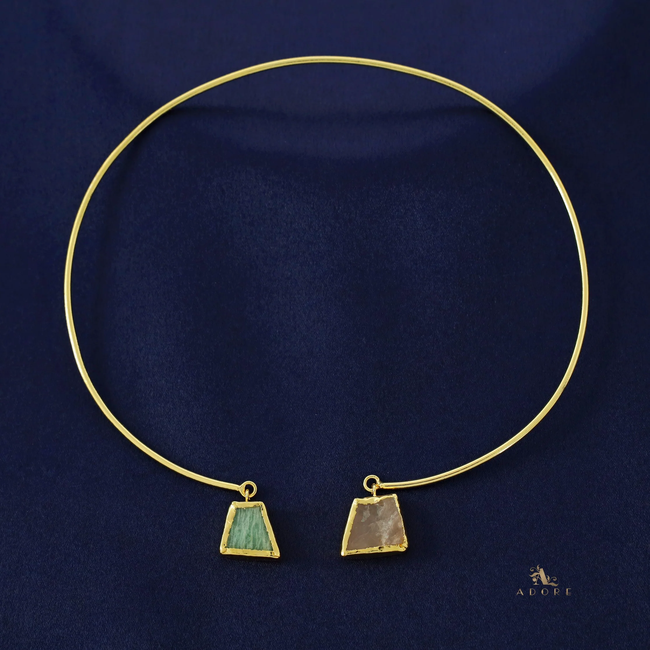 Golden Dual Raw Stone Neck Cuff - Image 6
