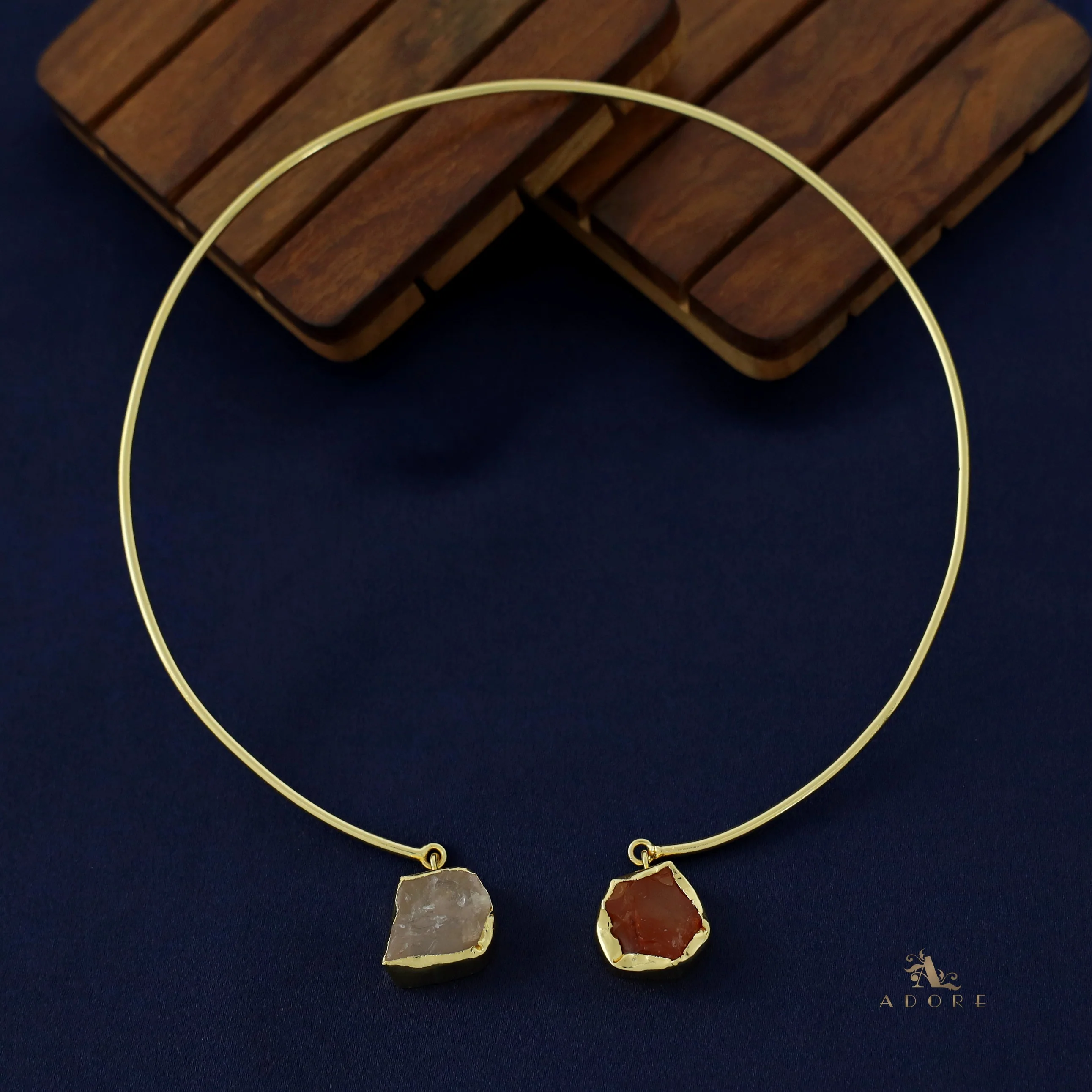 Golden Dual Raw Stone Neck Cuff - Image 8