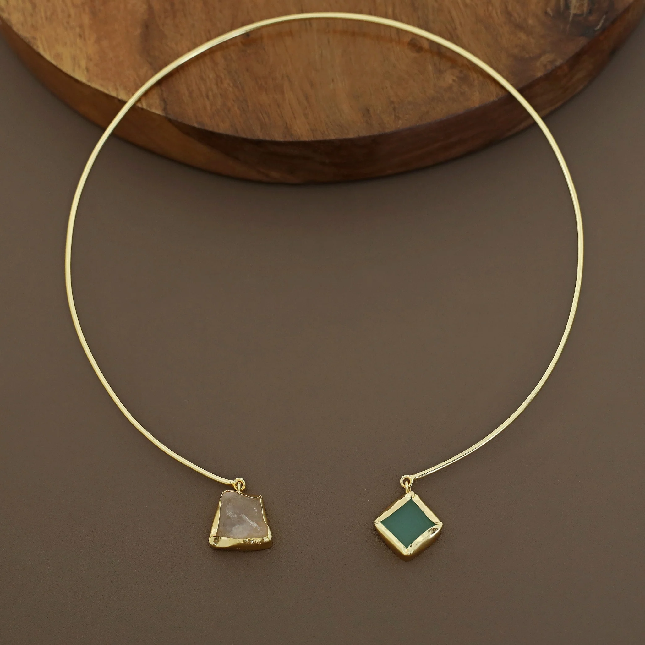 Golden Dual Raw Stone Neck Cuff - Image 9