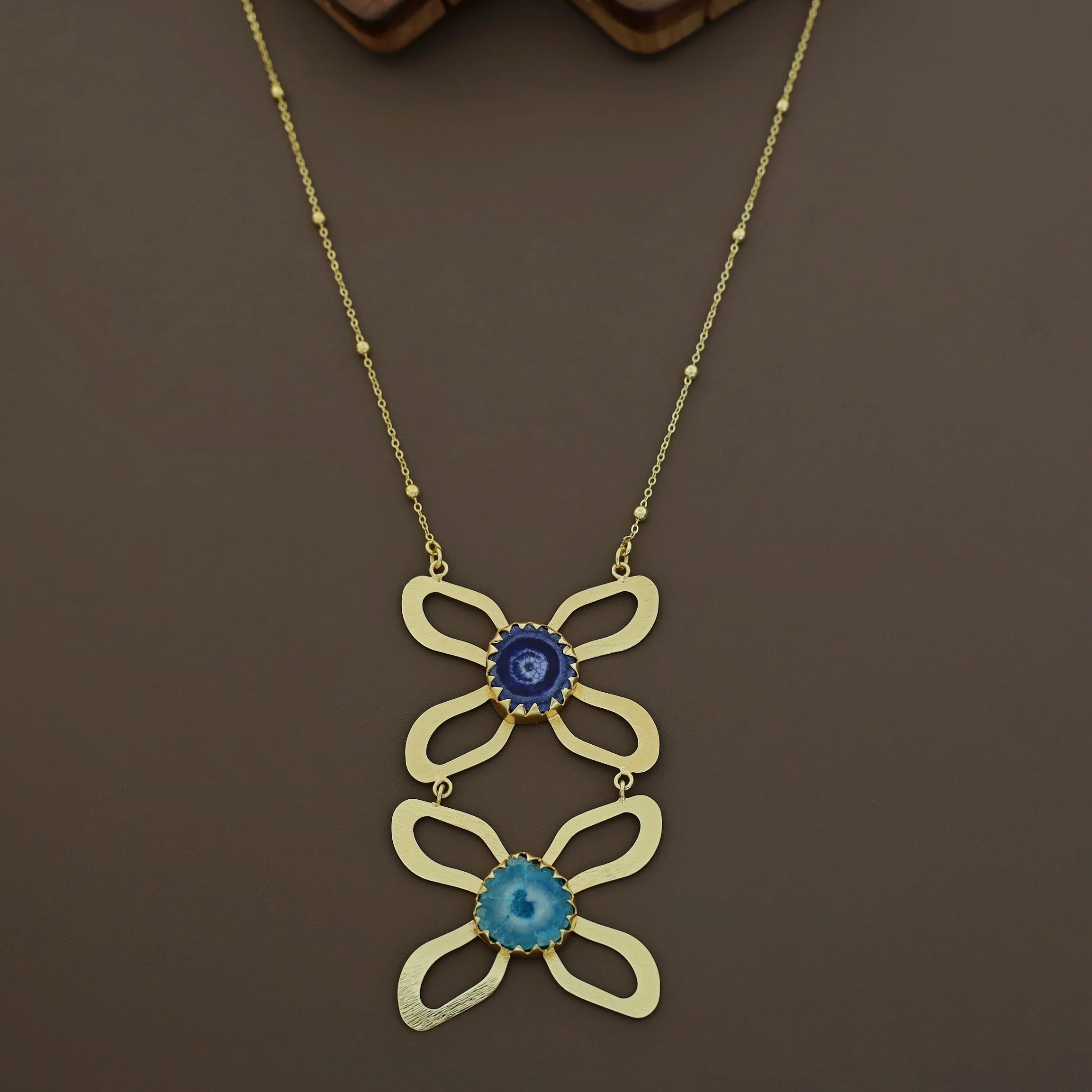 Golden Due Butterfly + Agate Stone Long Neckpiece - Image 7