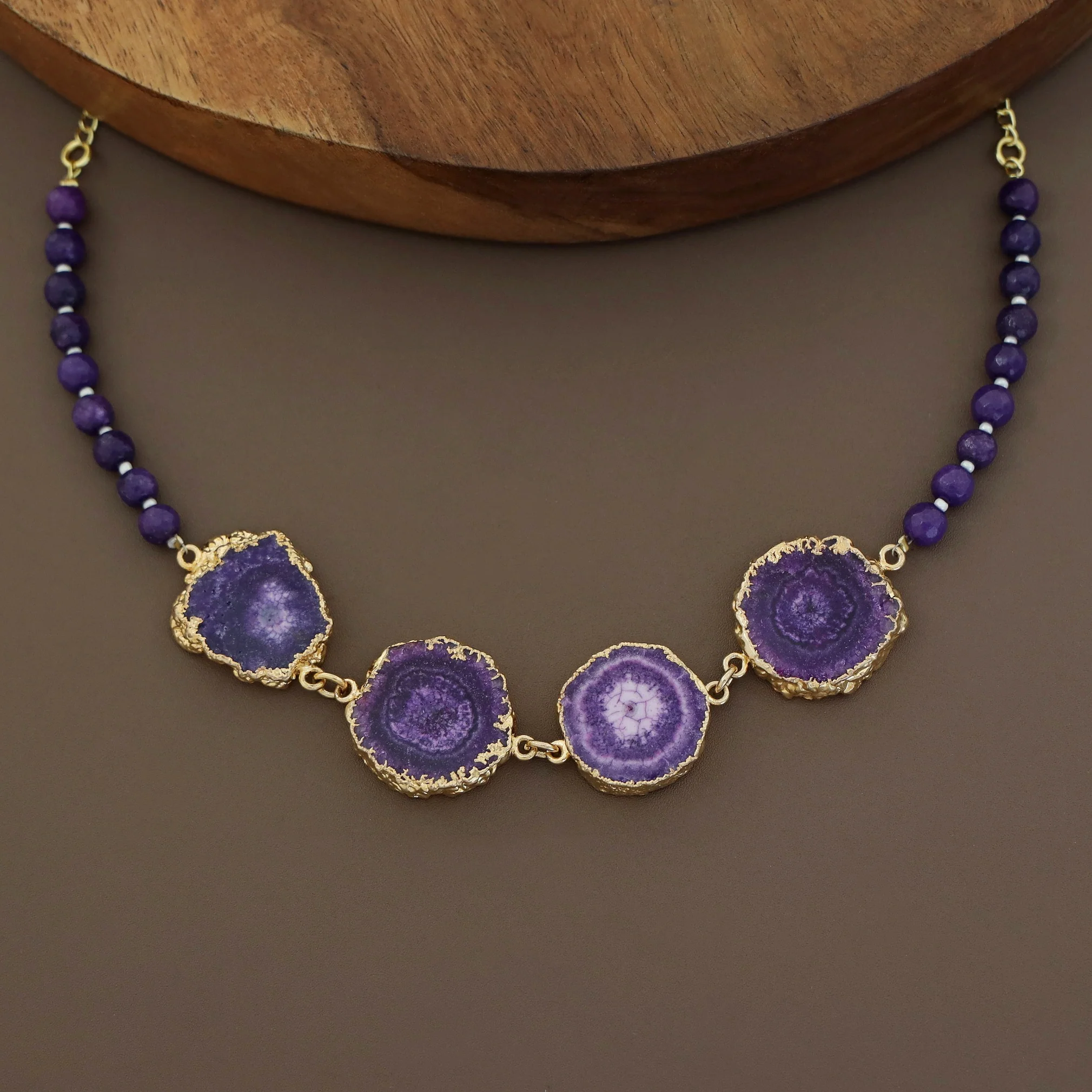 Golden Electro Plated Agate Choker - Image 12