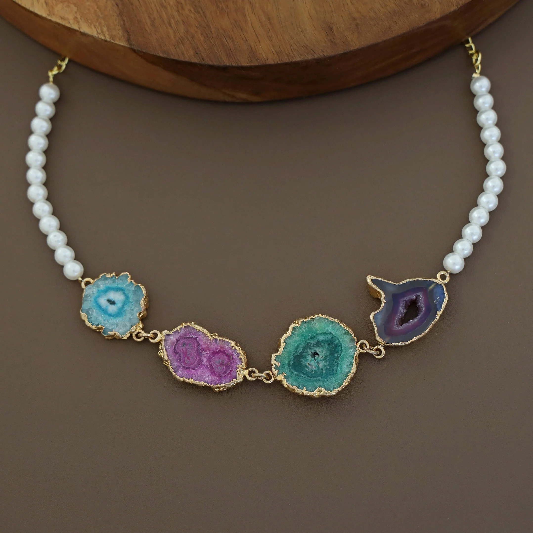 Golden Electro Plated Agate Choker - Image 13