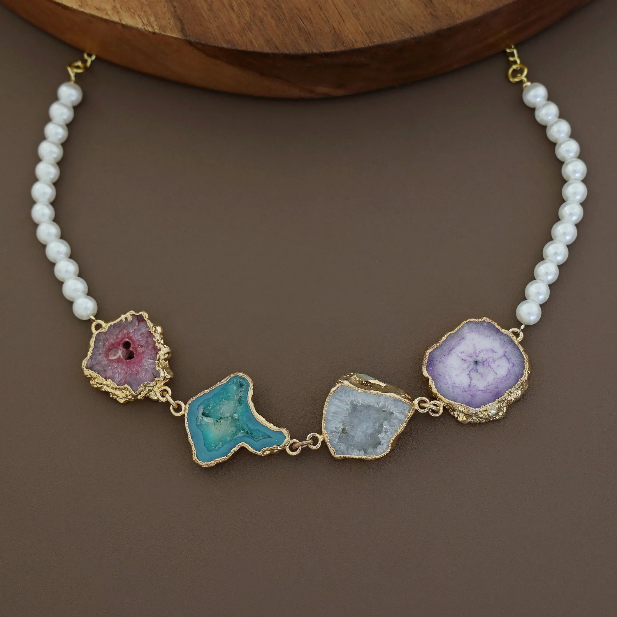 Golden Electro Plated Agate Choker - Image 8