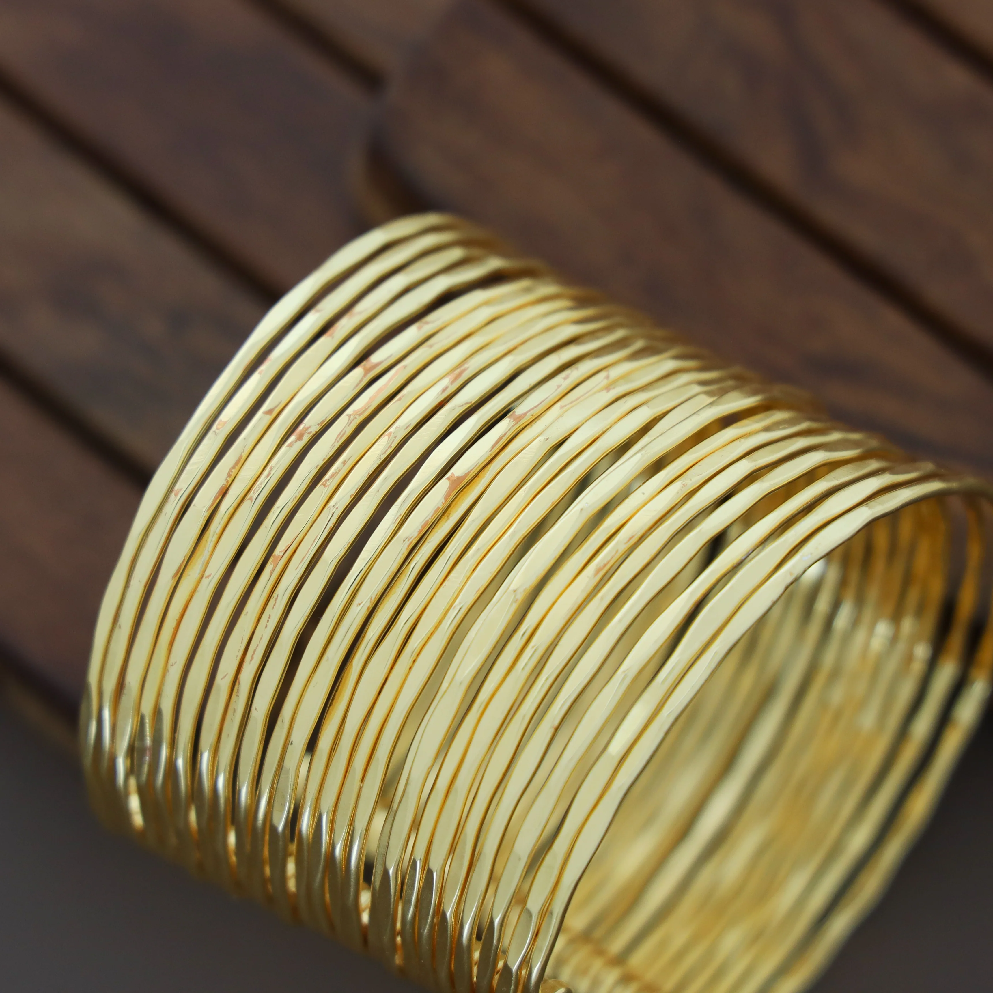 Golden Esty Hammered 24 Layer Bangle - Image 3