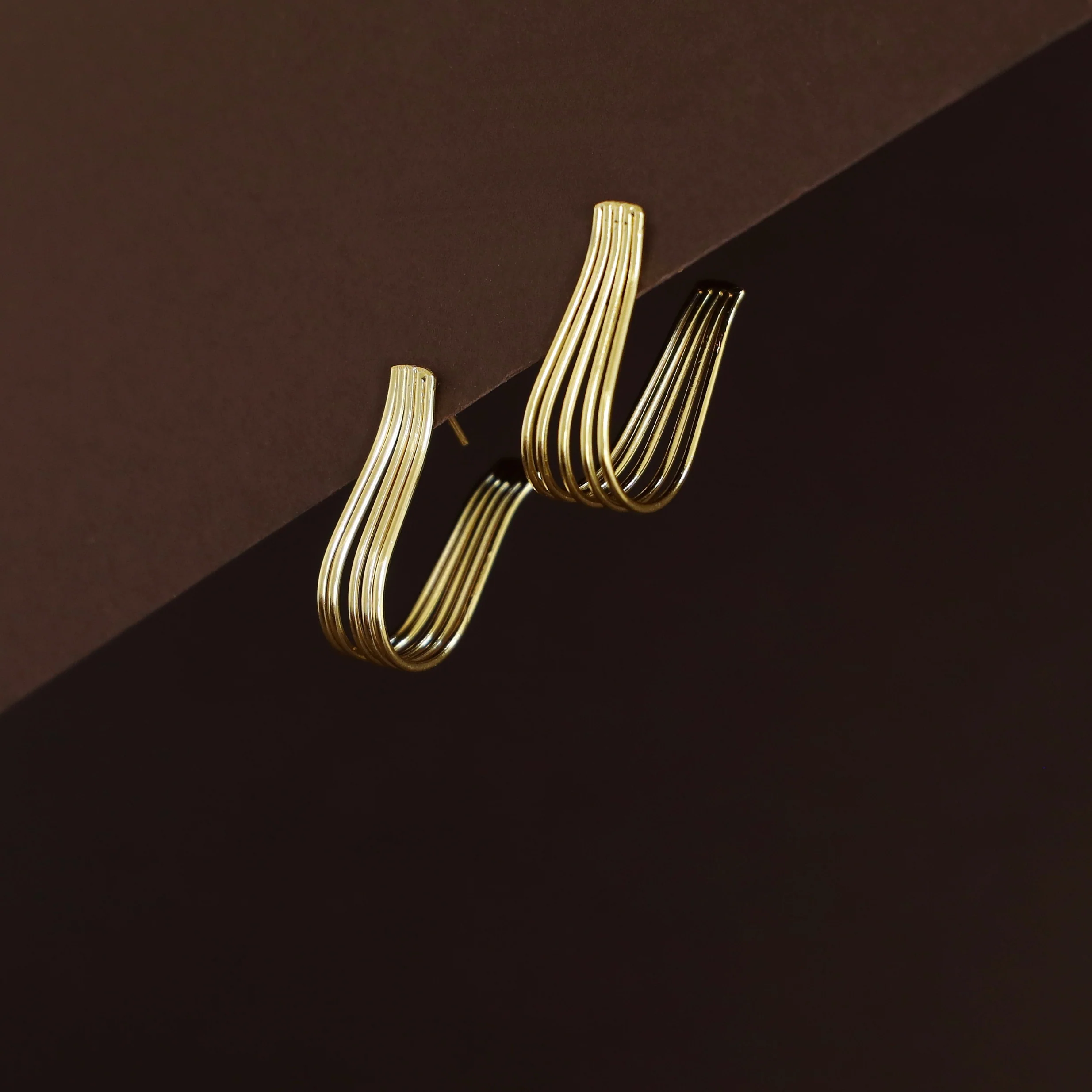 Golden Five Layer Twist Hoop - Image 3