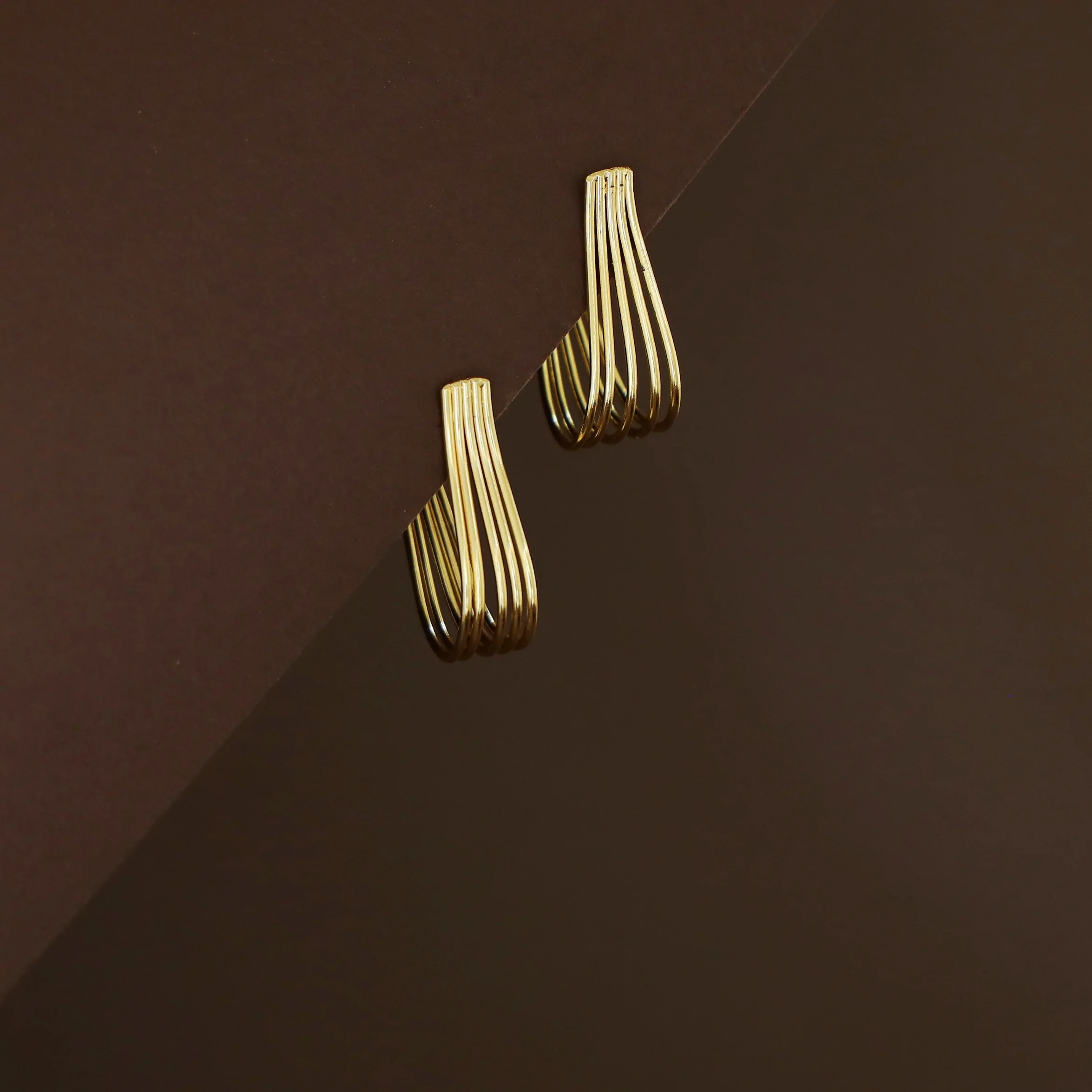 Golden Five Layer Twist Hoop - Image 4