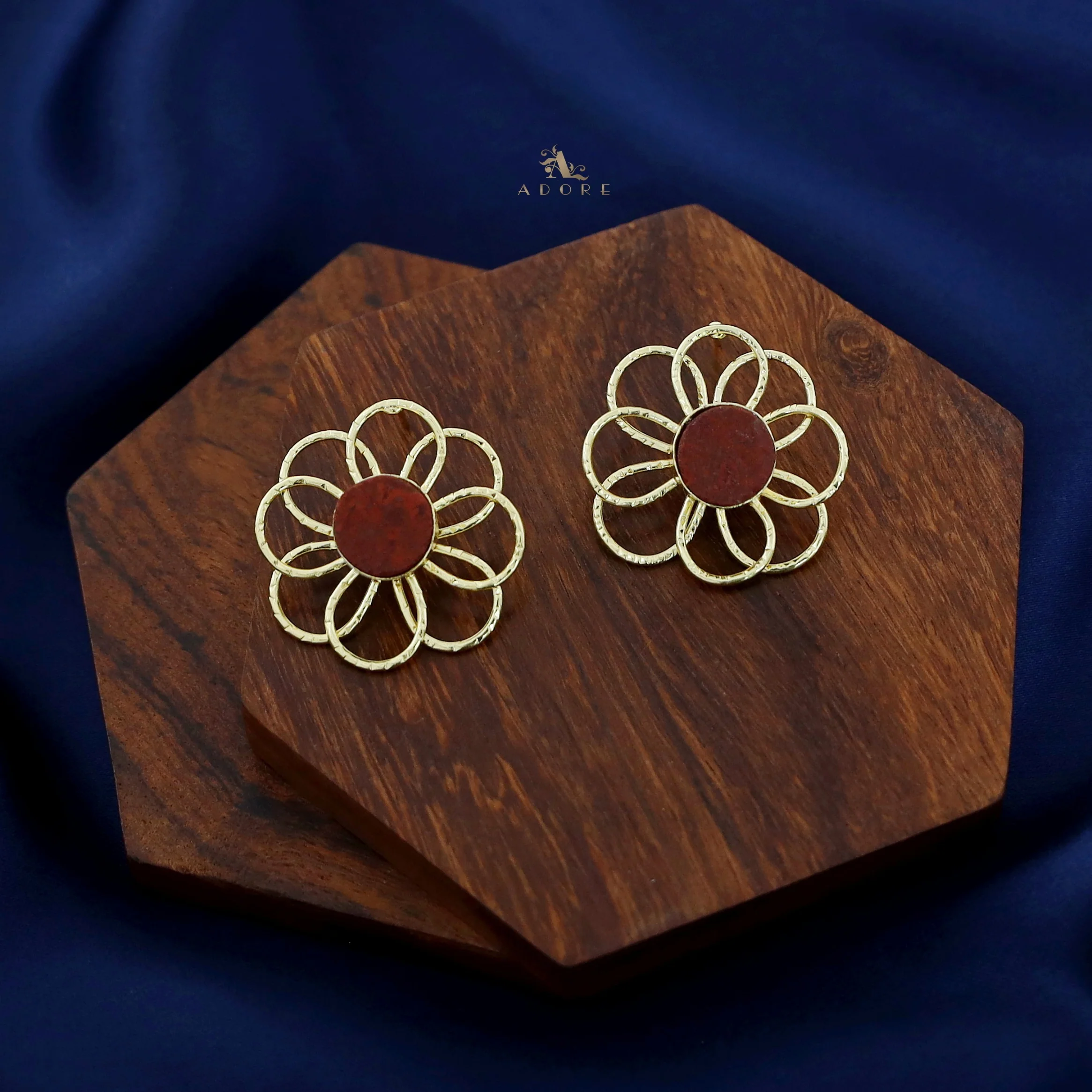 Golden Flower Raw Stone Earring - Image 12