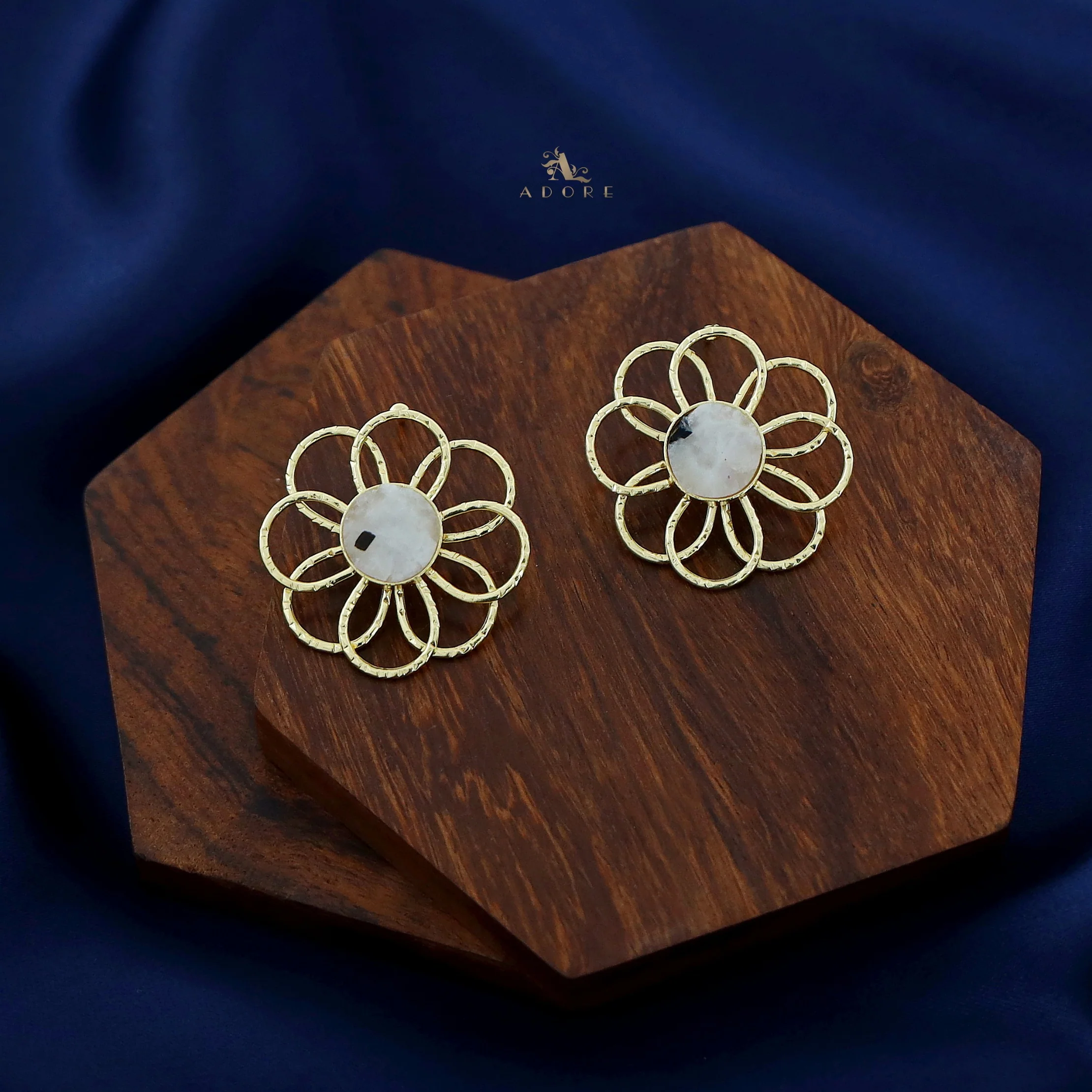 Golden Flower Raw Stone Earring - Image 13