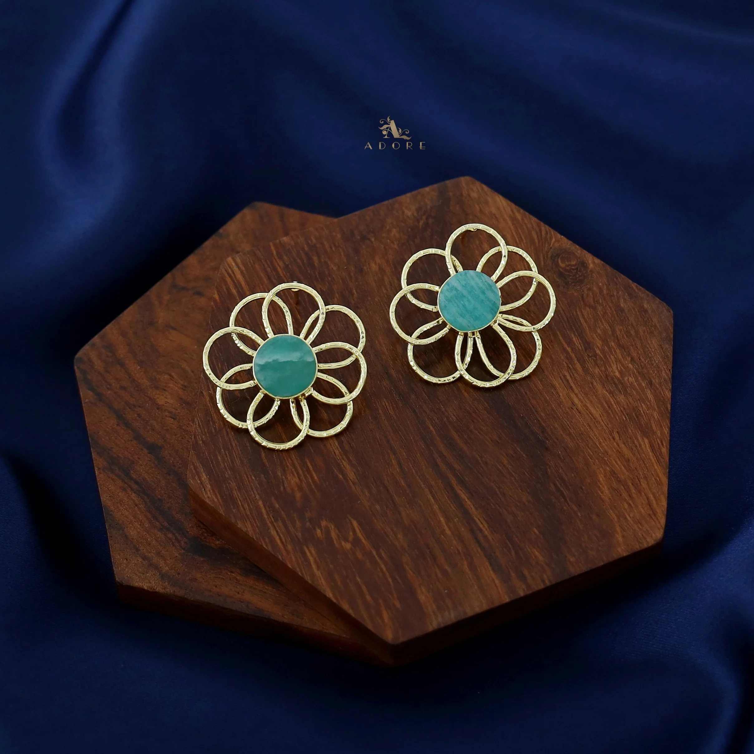 Golden Flower Raw Stone Earring - Image 14
