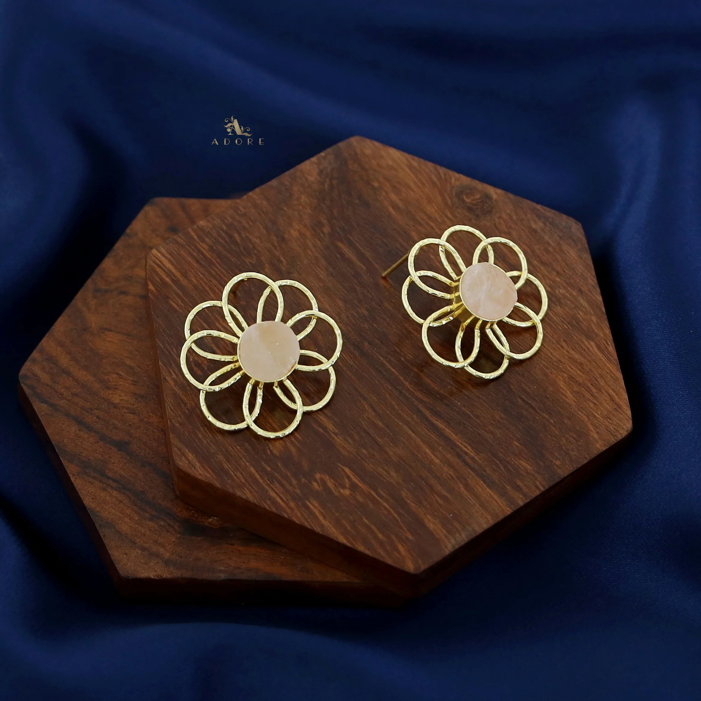 Golden Flower Raw Stone Earring - Image 15