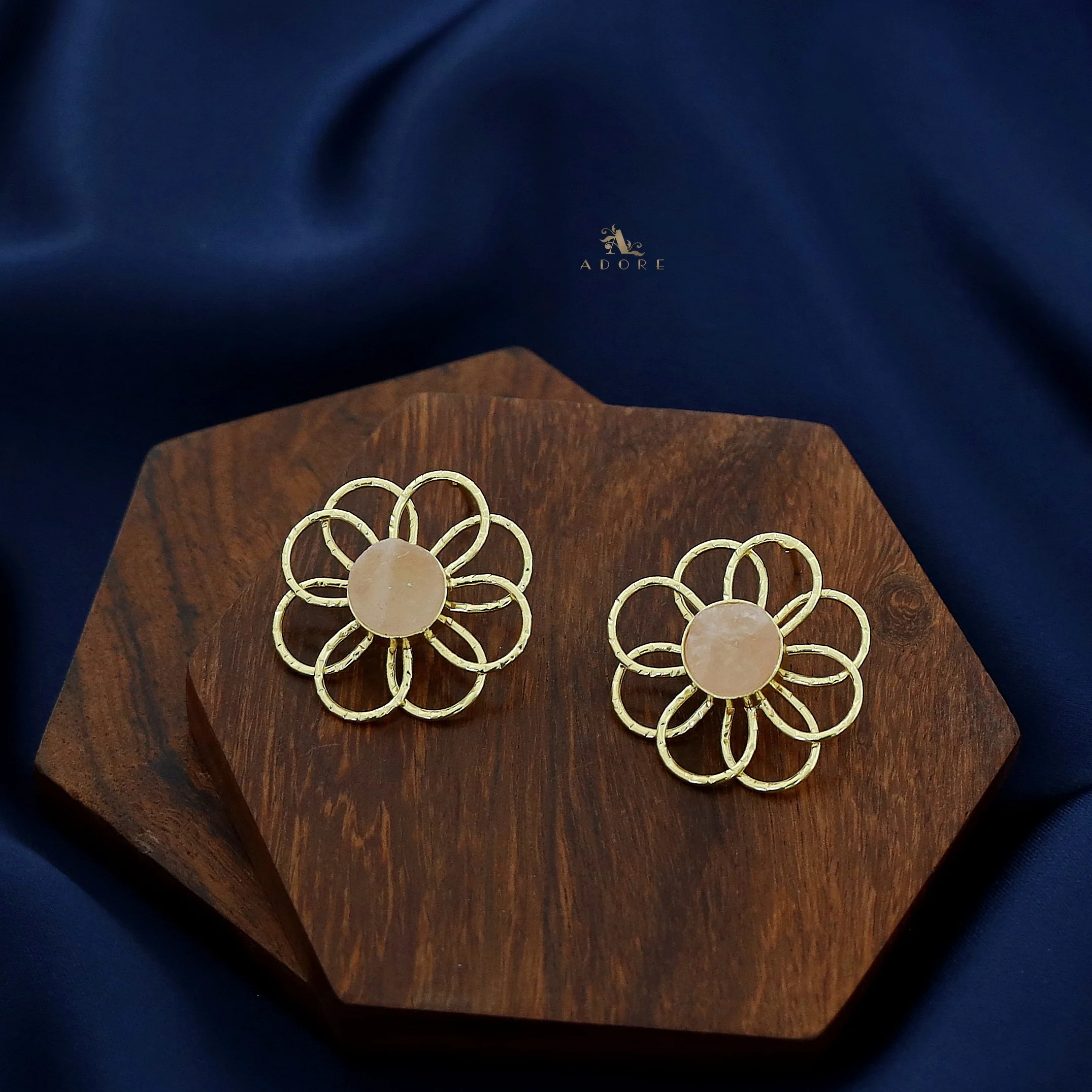 Golden Flower Raw Stone Earring - Image 16