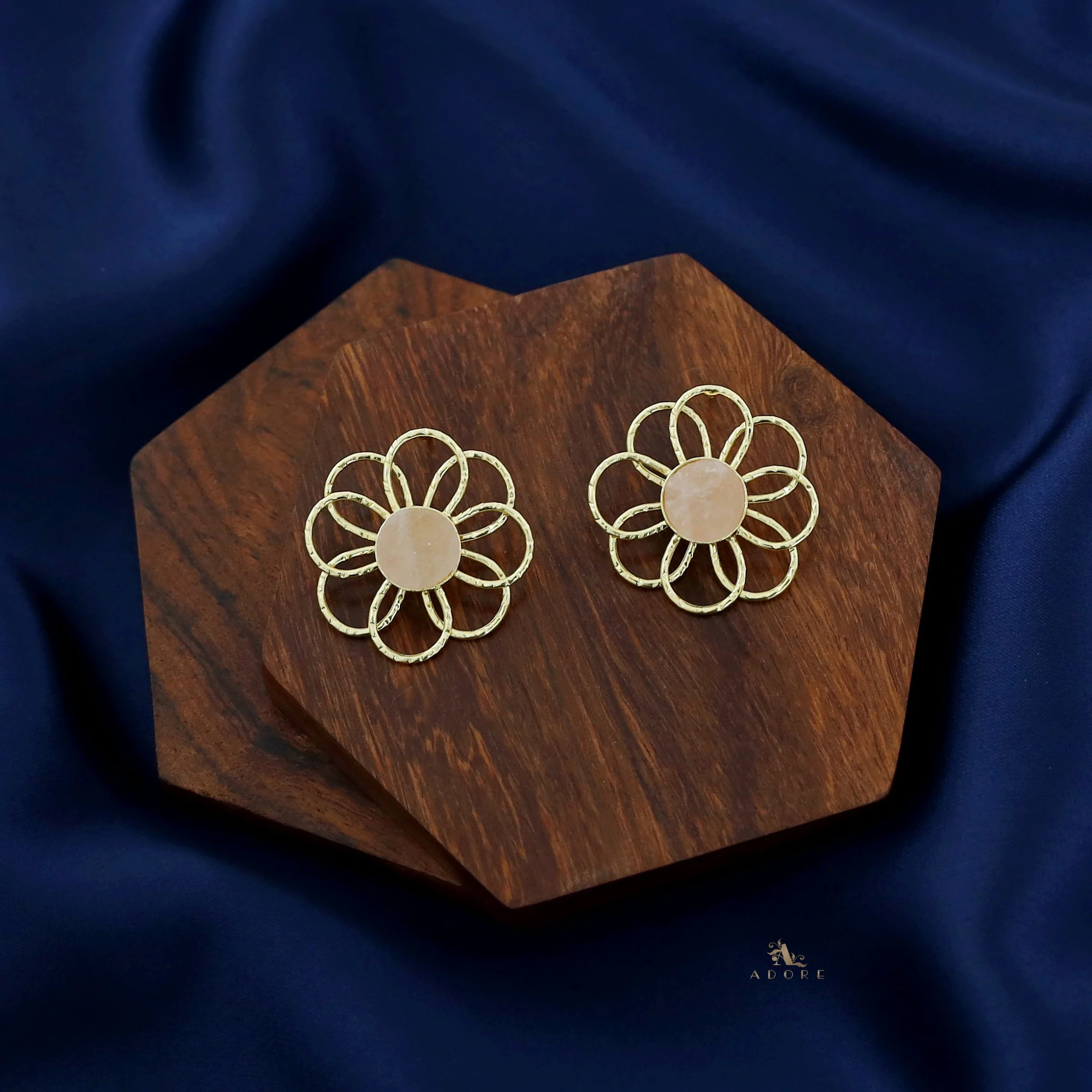 Golden Flower Raw Stone Earring - Image 17