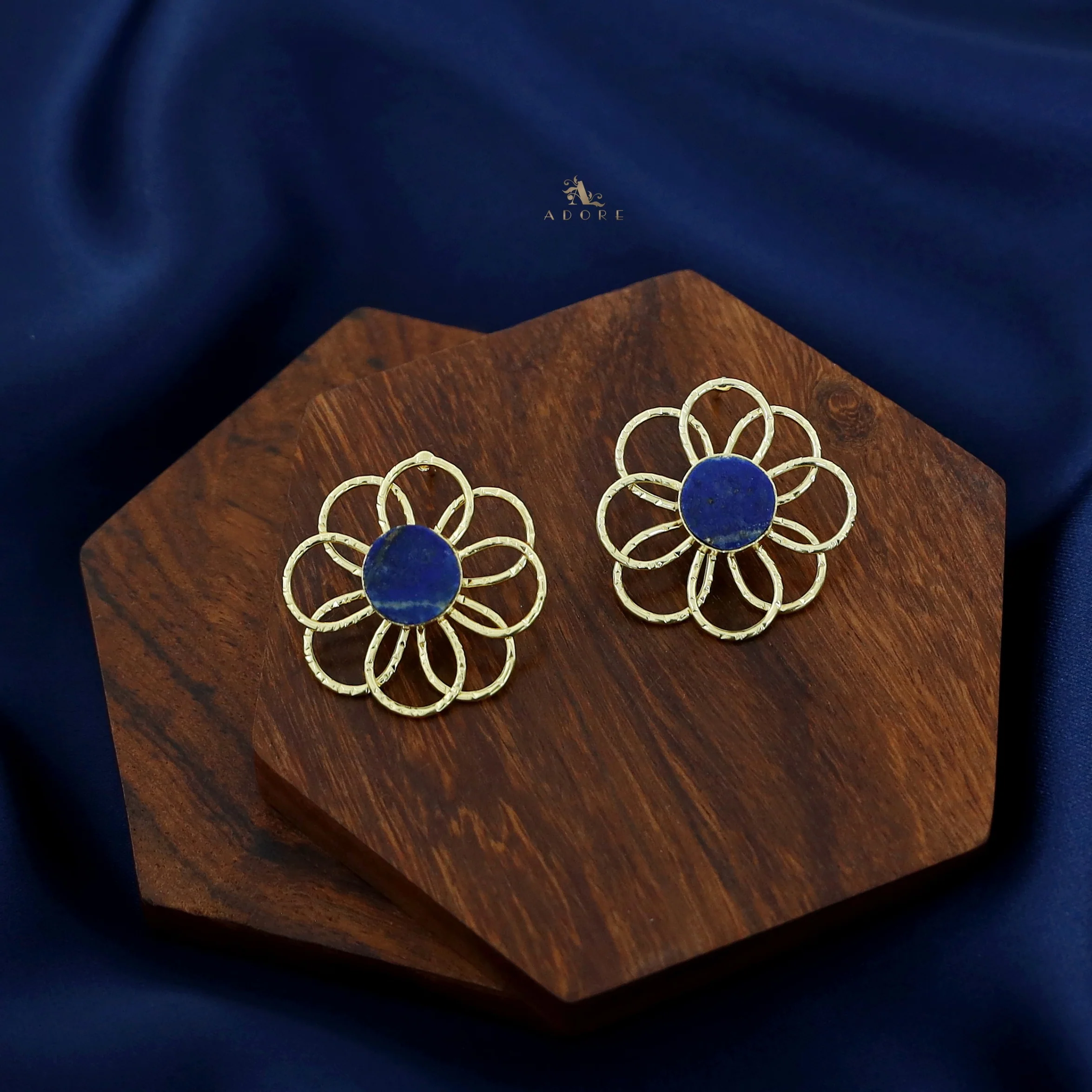 Golden Flower Raw Stone Earring - Image 3