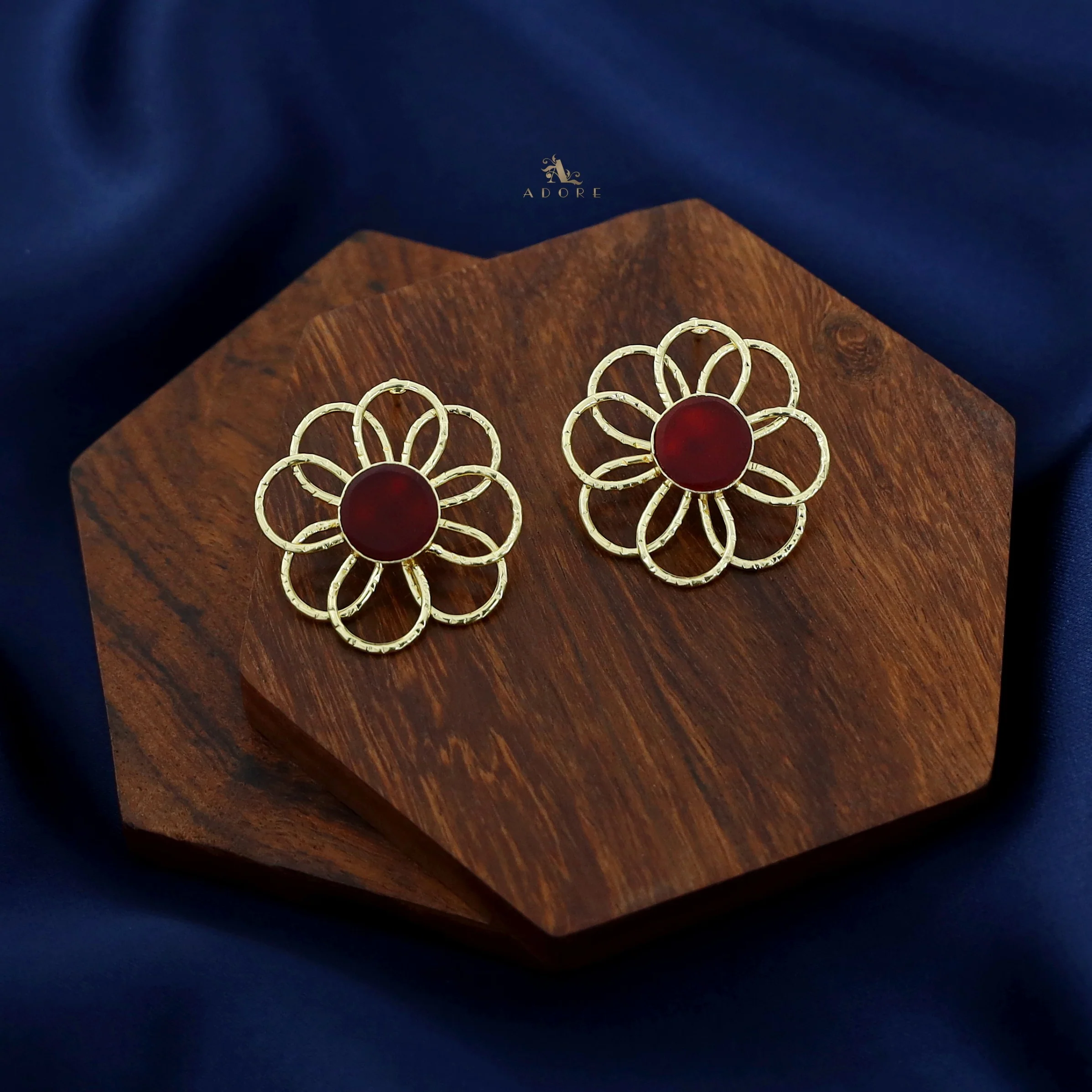 Golden Flower Raw Stone Earring - Image 4