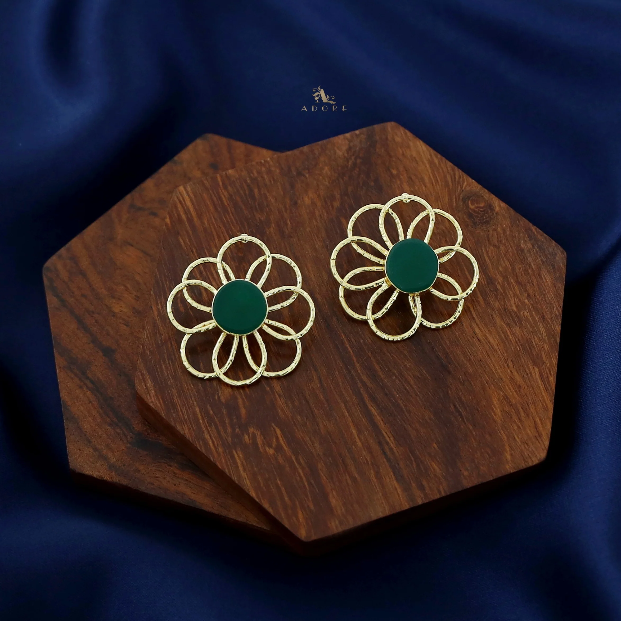 Golden Flower Raw Stone Earring - Image 5