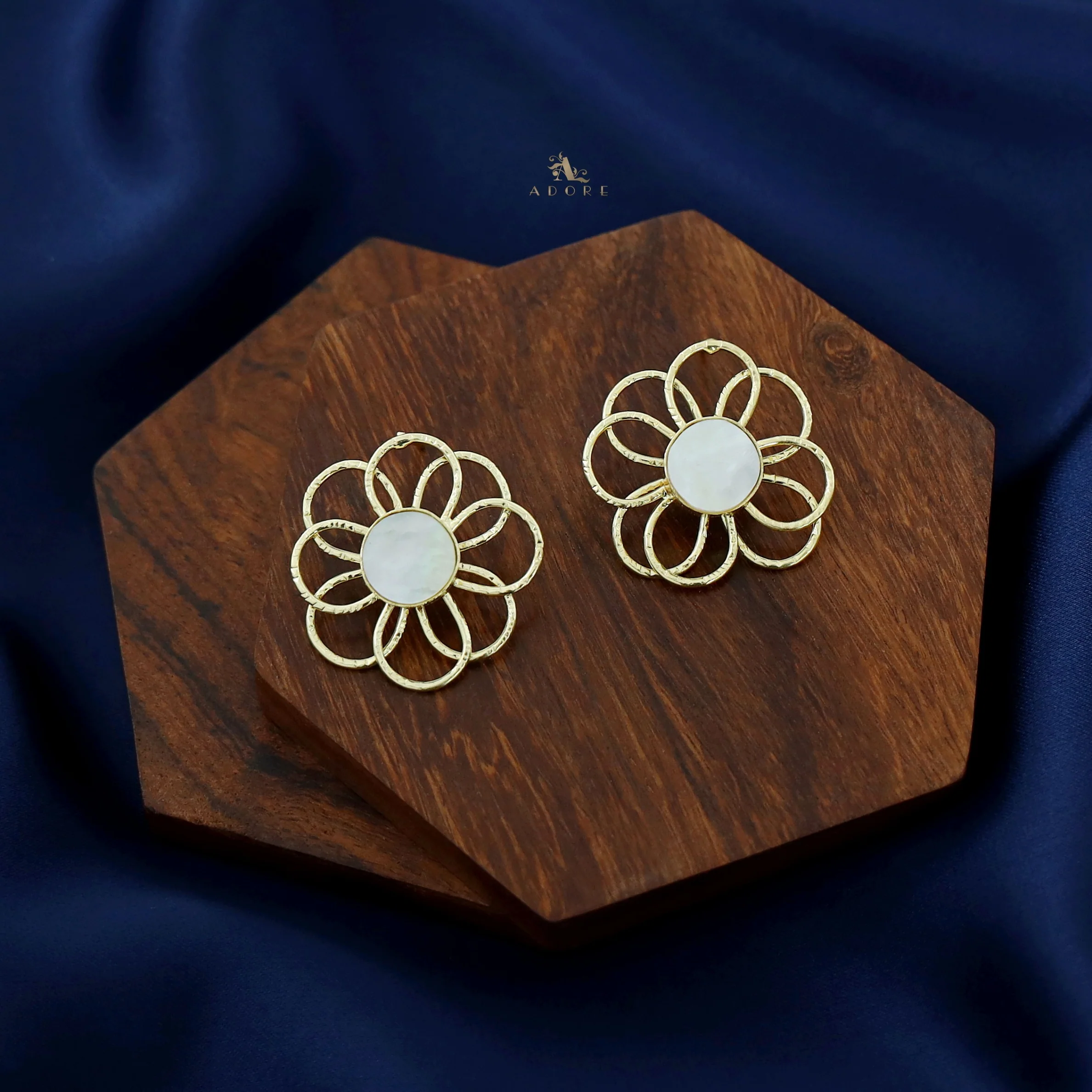 Golden Flower Raw Stone Earring - Image 7