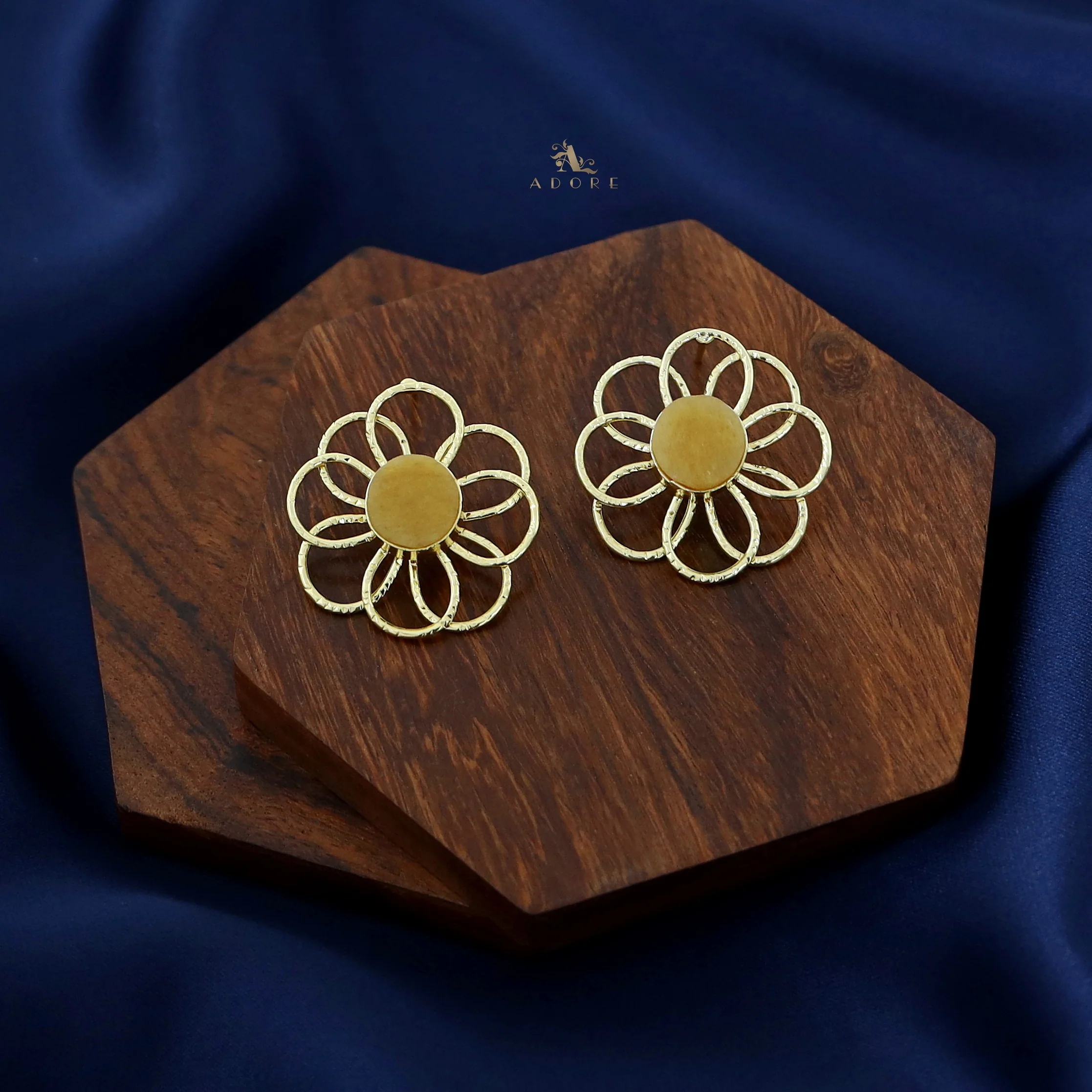 Golden Flower Raw Stone Earring - Image 8