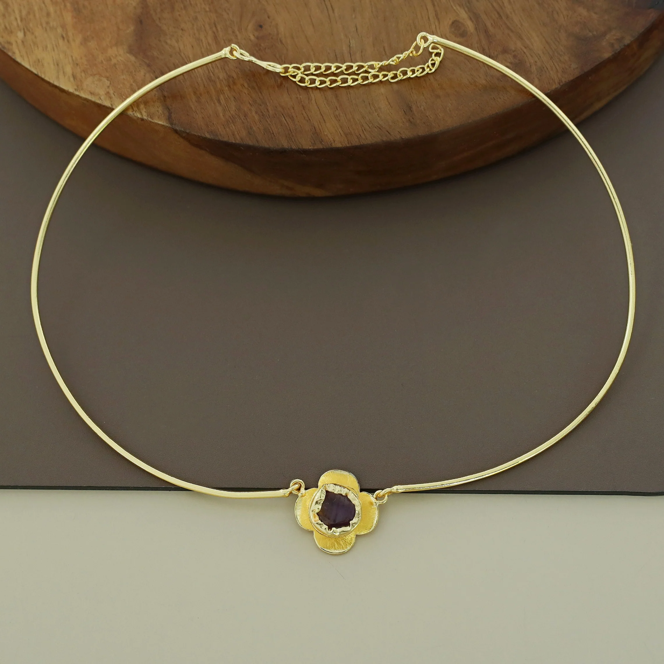 Golden Flower Raw Stone Neck Cuff - Image 10