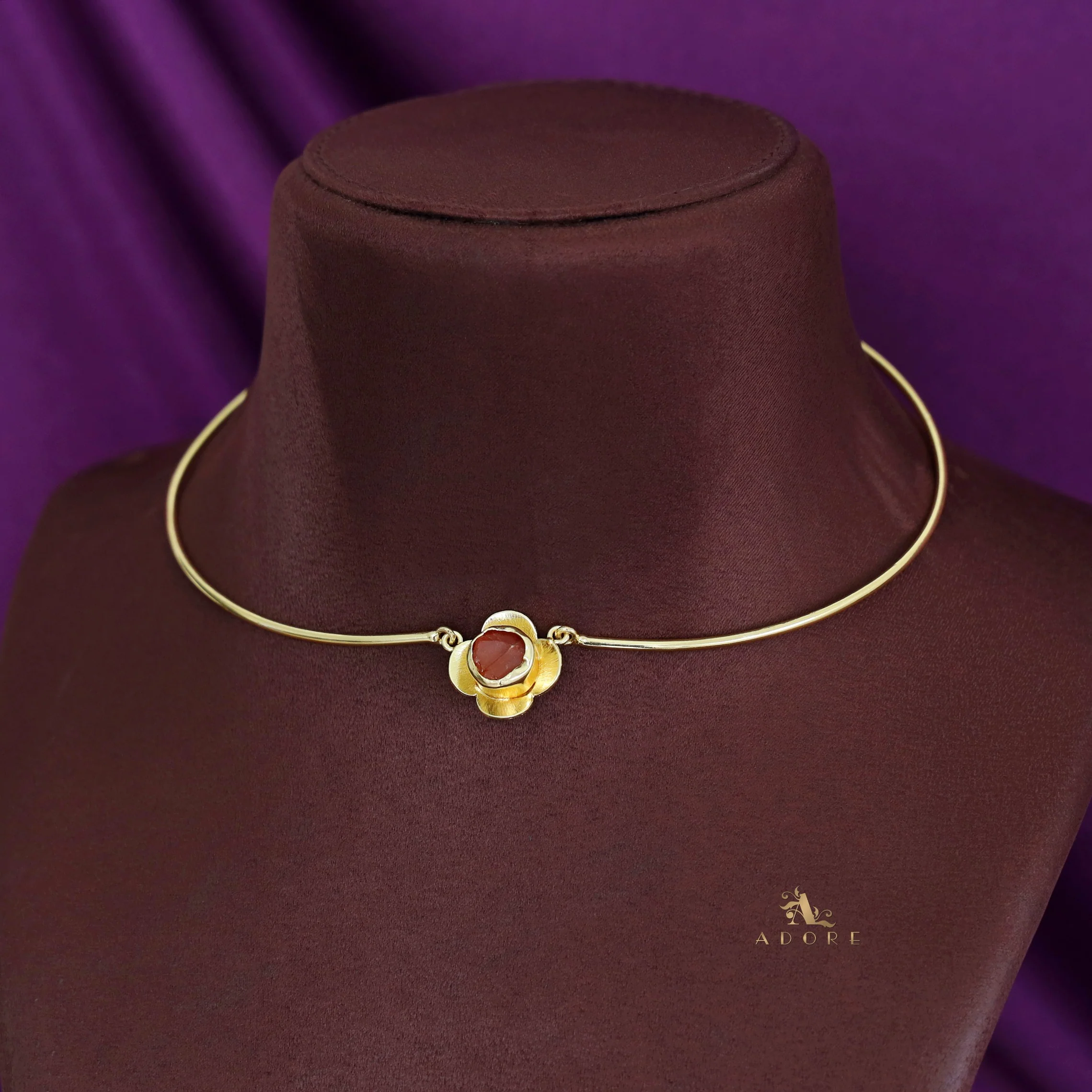 Golden Flower Raw Stone Neck Cuff - Image 2