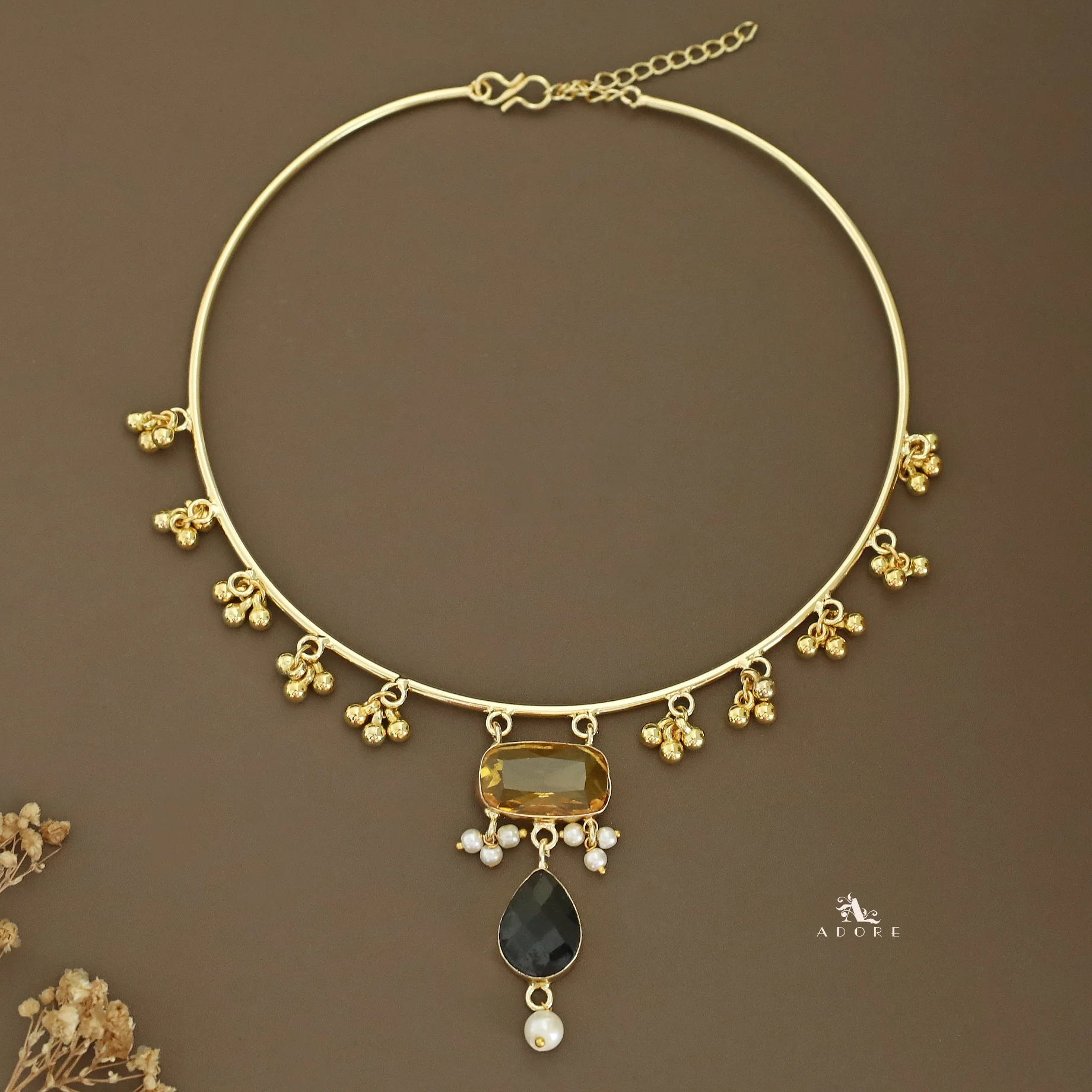 Golden Ghungroo Glossy Pearl Neck Cuff - Image 25