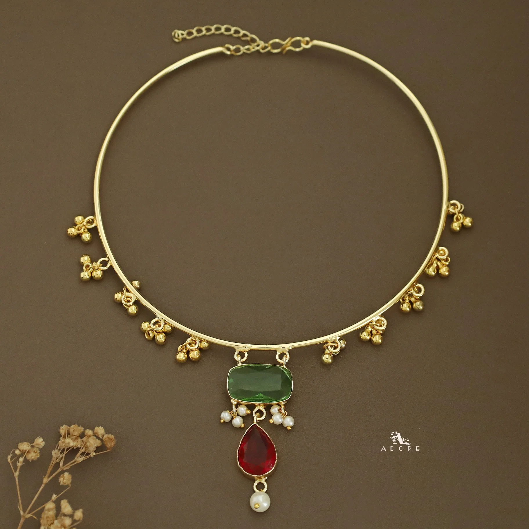 Golden Ghungroo Glossy Pearl Neck Cuff - Image 27