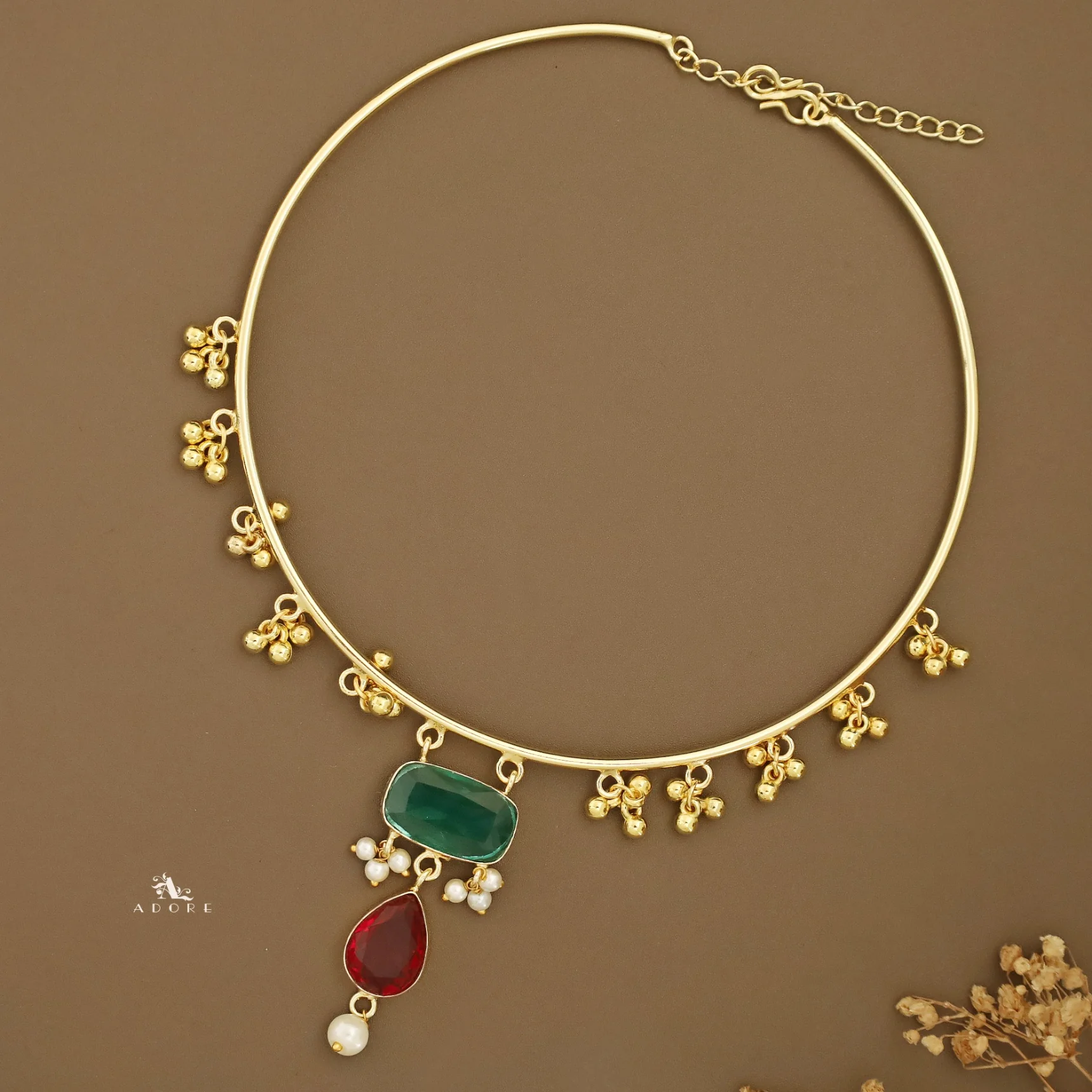 Golden Ghungroo Glossy Pearl Neck Cuff - Image 28