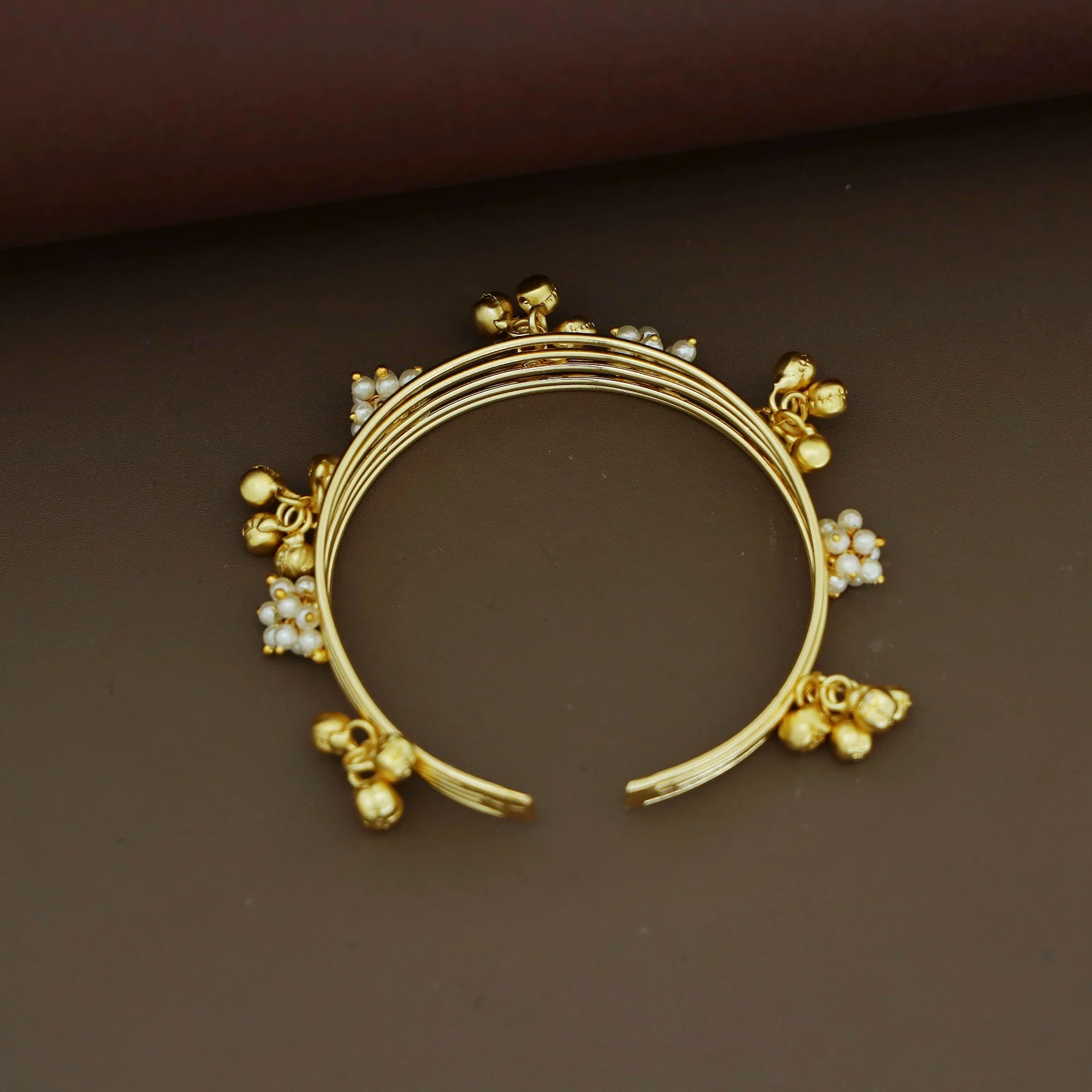 Golden Ghungroo Pearl 5 Layer Bangle - Image 2