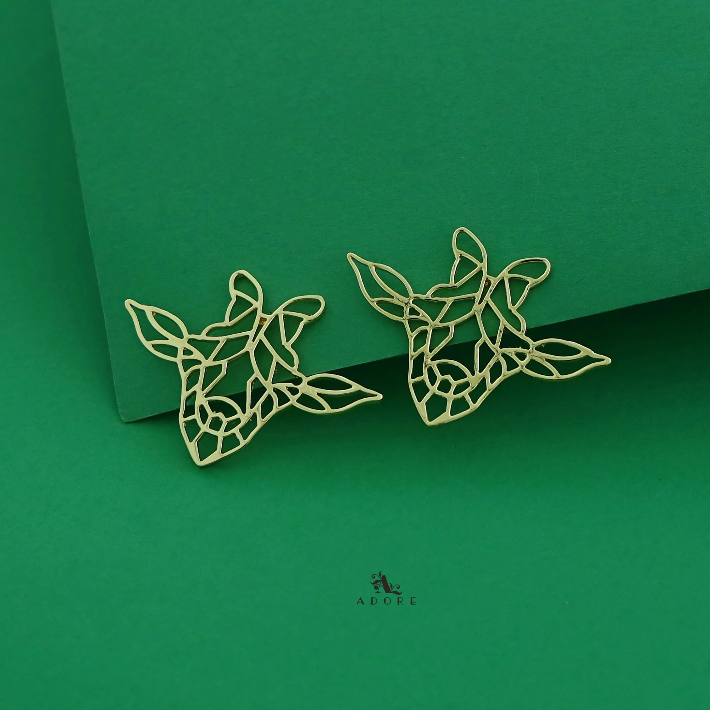 Golden Giraffe Head Earring - Image 3
