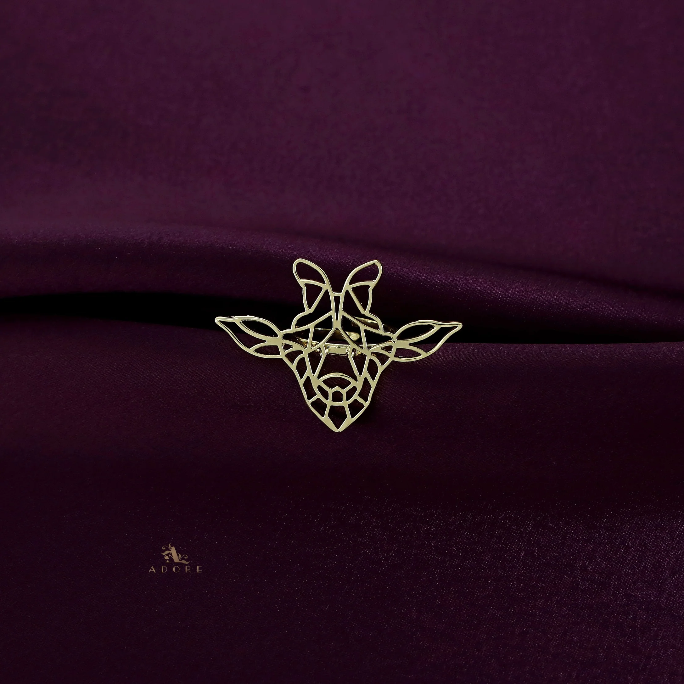 Golden Giraffe Head Ring - Image 3