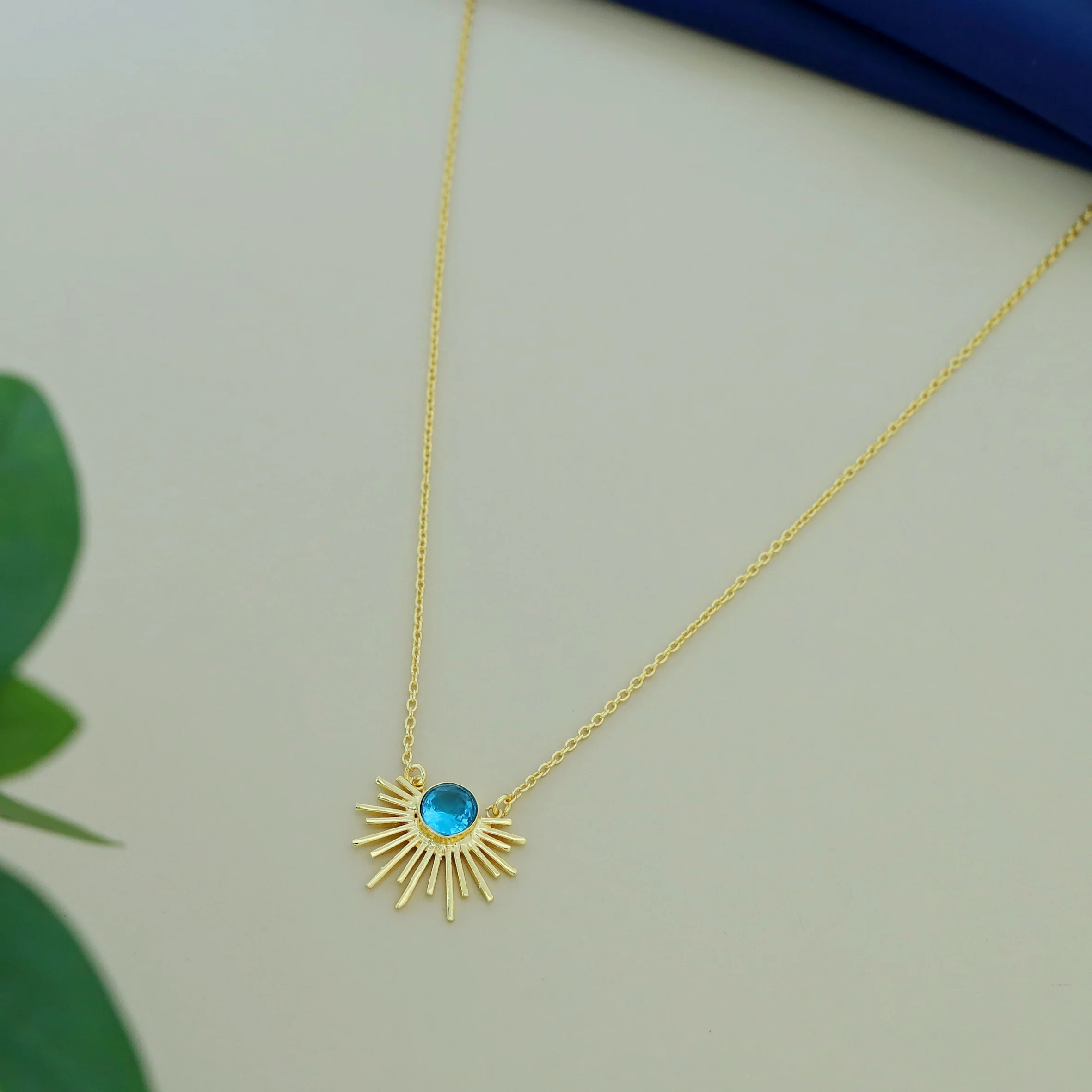 Golden Glossy Semi Sun Pendant Neckpiece - Image 10