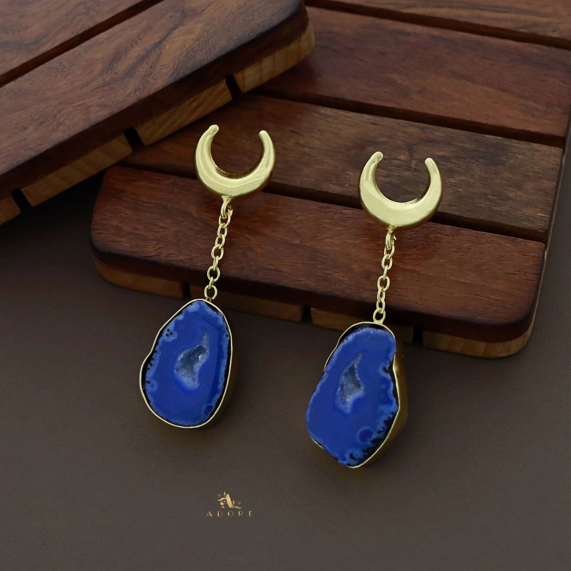 Golden Half Moon Agate Earring - Image 15