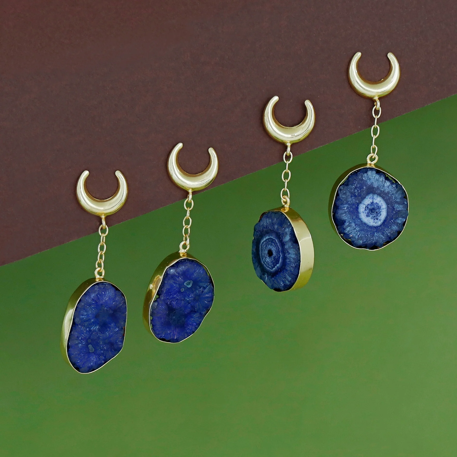 Golden Half Moon Agate Earring - Image 4