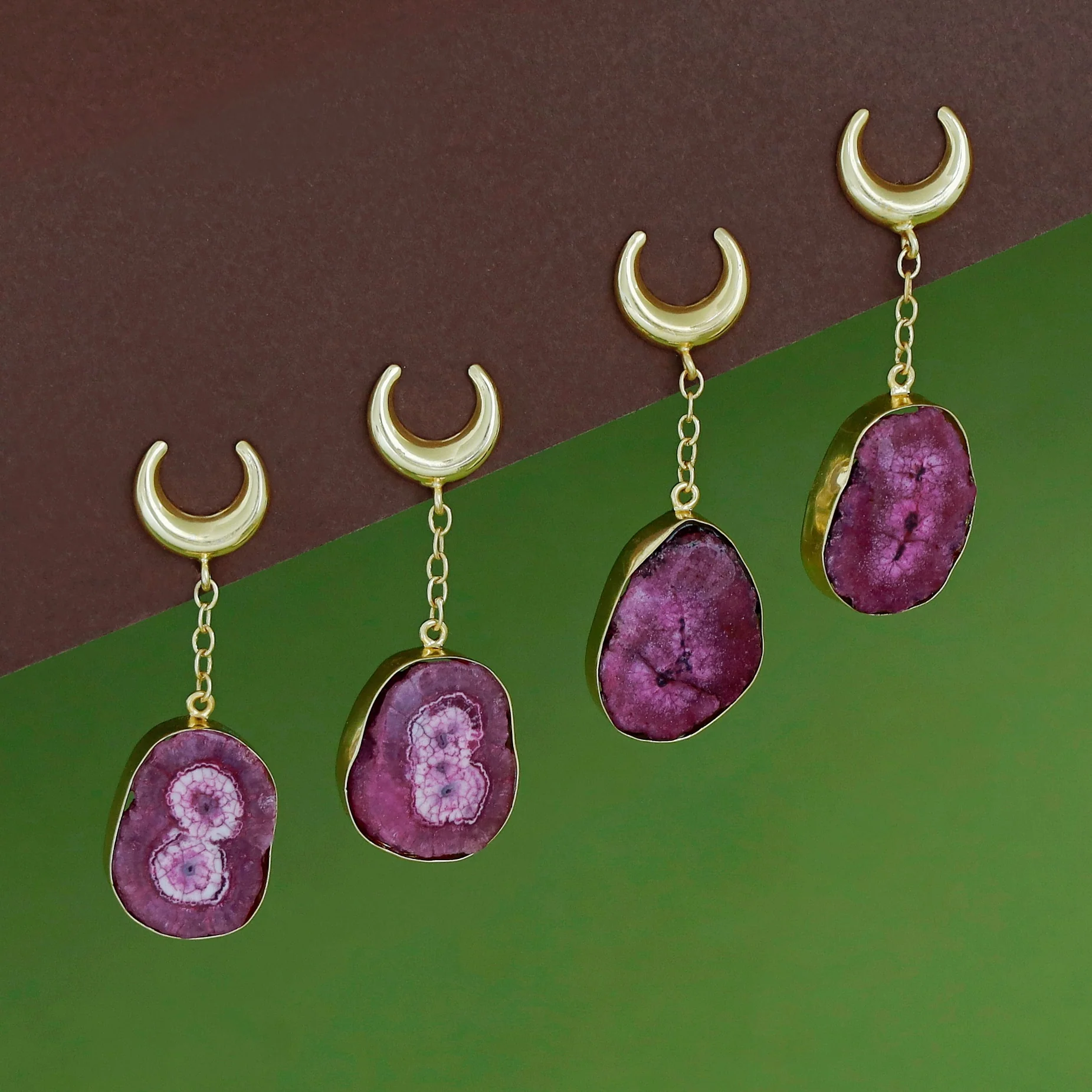 Golden Half Moon Agate Earring - Image 5